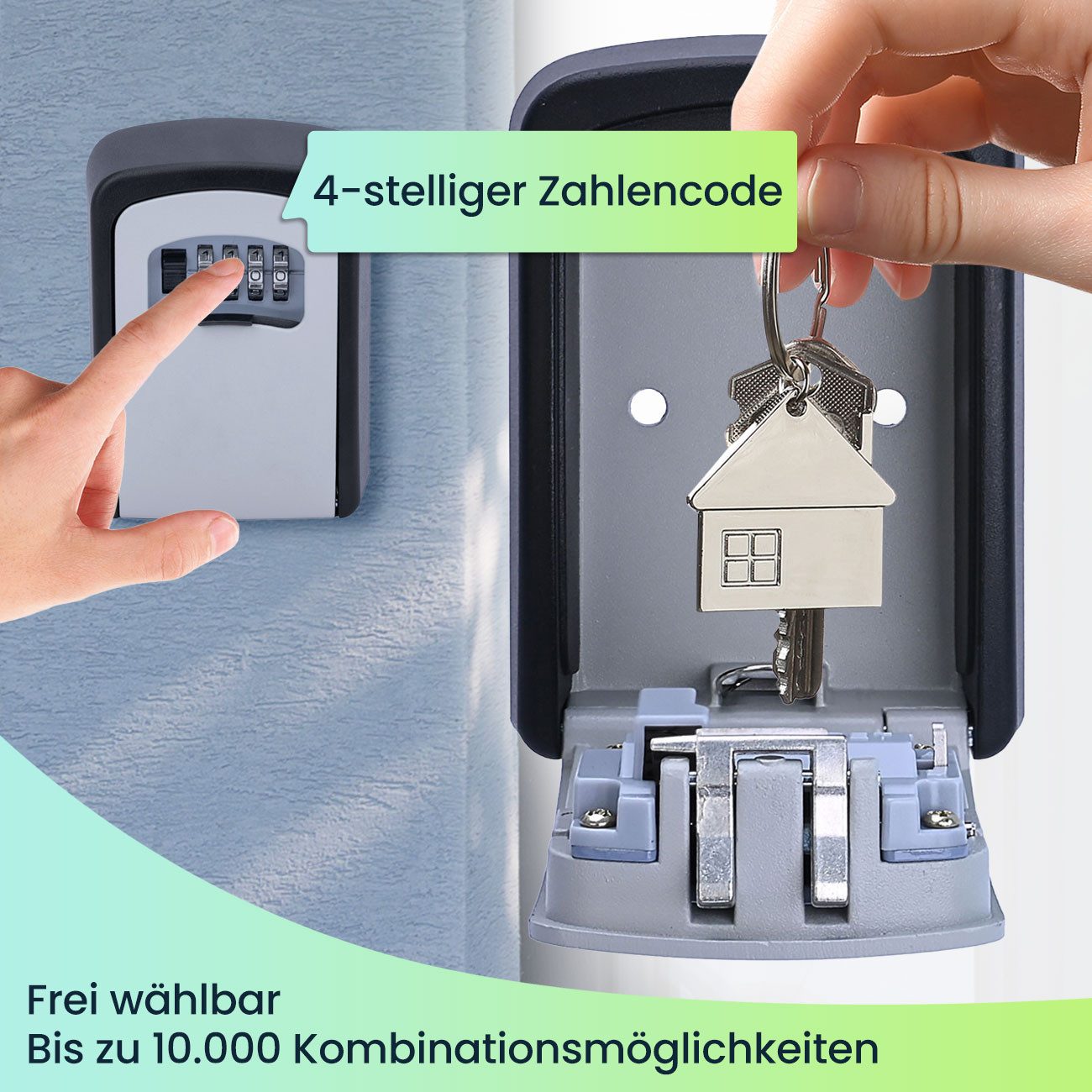 Casativo Schlüsseltresor Extra sicherer Mini Schlüssel-Safe mit Zahlenschloss mit Schutzklappe, robustem Aluminium Gehäuse, wetterfest für drinnen und draussen
