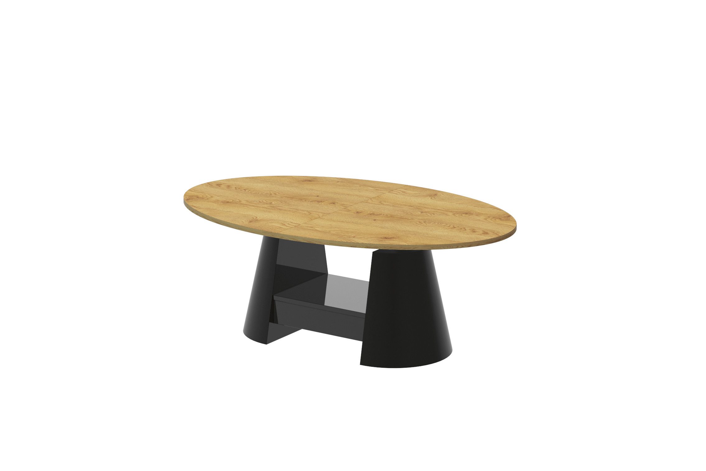 designimpex Couchtisch Calabrio oval höhenverstellbar ausziehbar Schublade Tisch Esstisch, Funktionstisch, Wohnzimmertisch, Tisch, Esstisch, Sofatisch