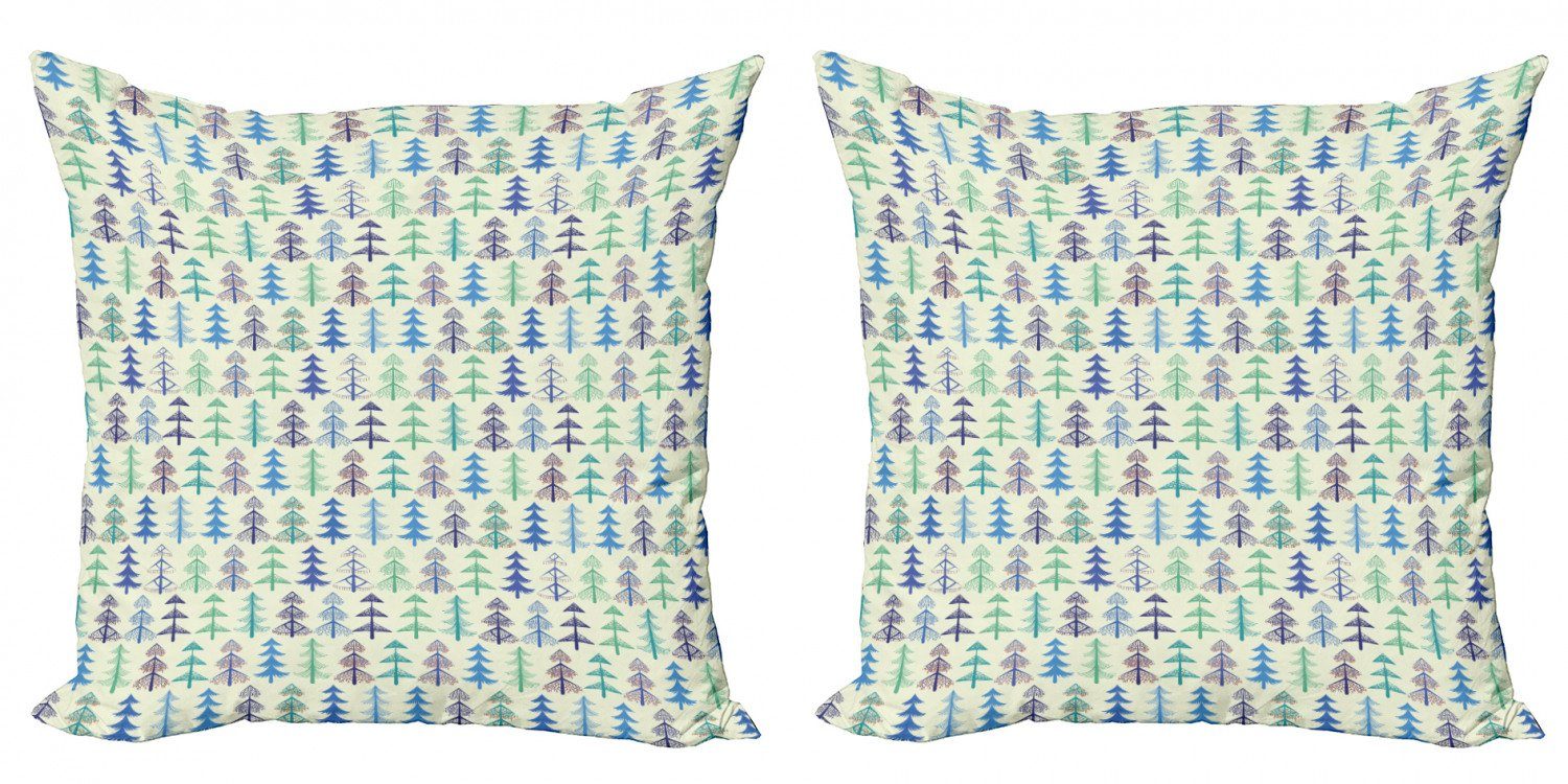 Kissenbezüge Modern Accent Doppelseitiger Digitaldruck, Abakuhaus (2 Stück), Geometrischer Wald Fir Woodland