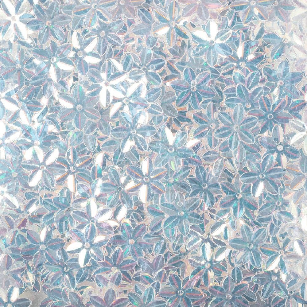 Eurosand Streudeko Deco Pailetten Eisblume 12mm. 100g / 300ml. Irisierend WEISS.