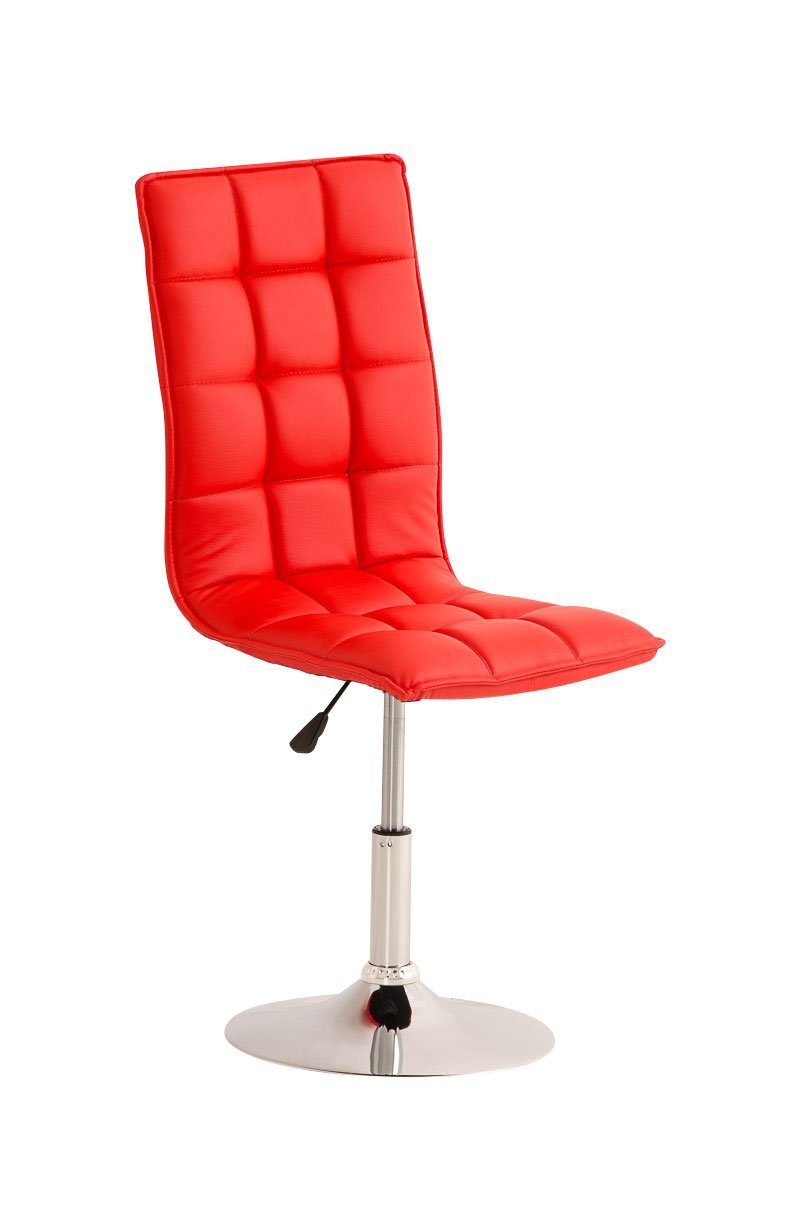 TPFLiving Esszimmerstuhl Peko mit hochwertig gepolsterter Sitzfläche - Konferenzstuhl (Küchenstuhl - Esstischstuhl - Wohnzimmerstuhl - Polsterstuhl), Gestell: Metall chrom - Sitzfläche: Kunstleder rot