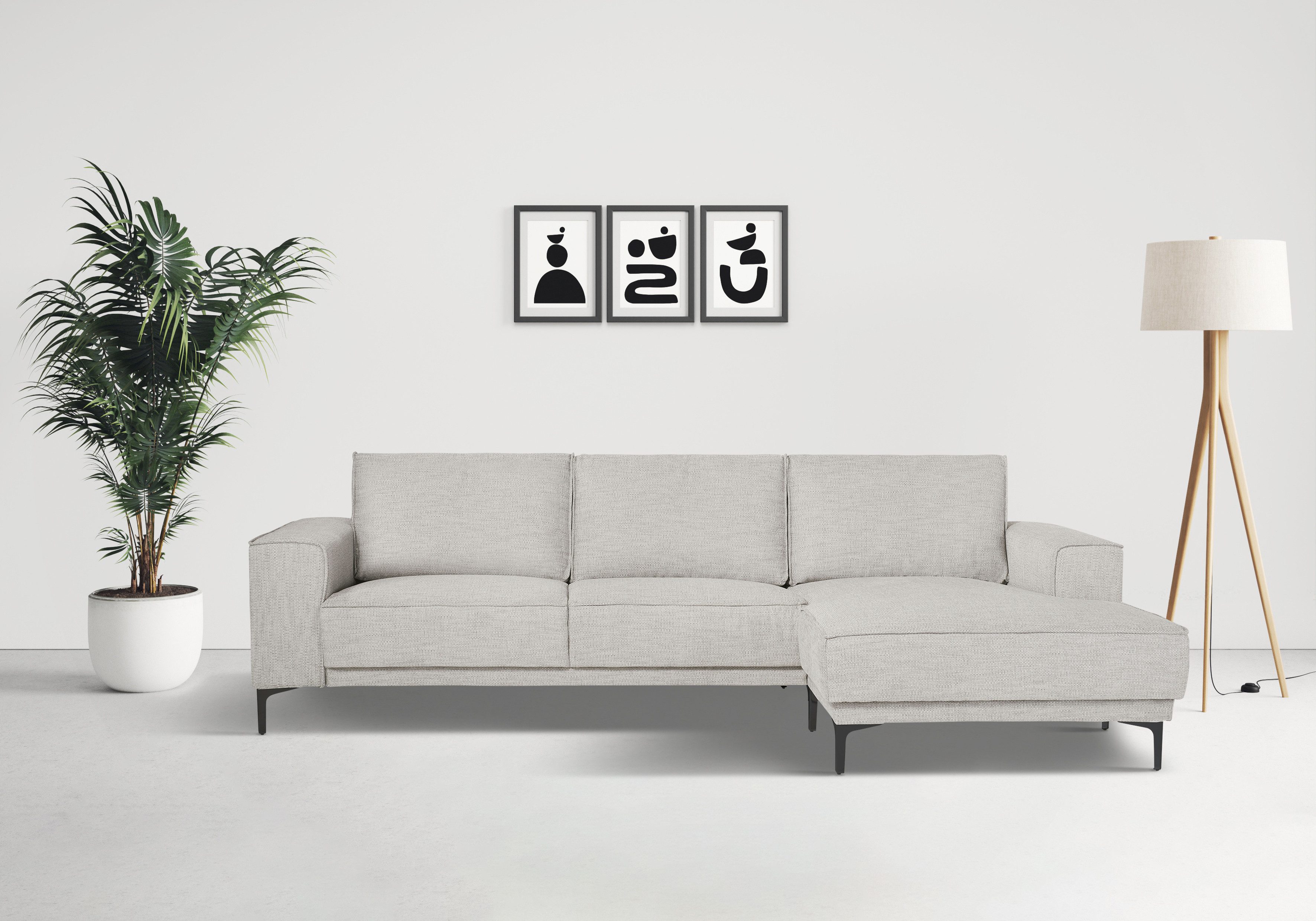 Places of Style Ecksofa "Polsterecke Oland, Struktur, Flachgewebe, Luxus-Mi günstig online kaufen