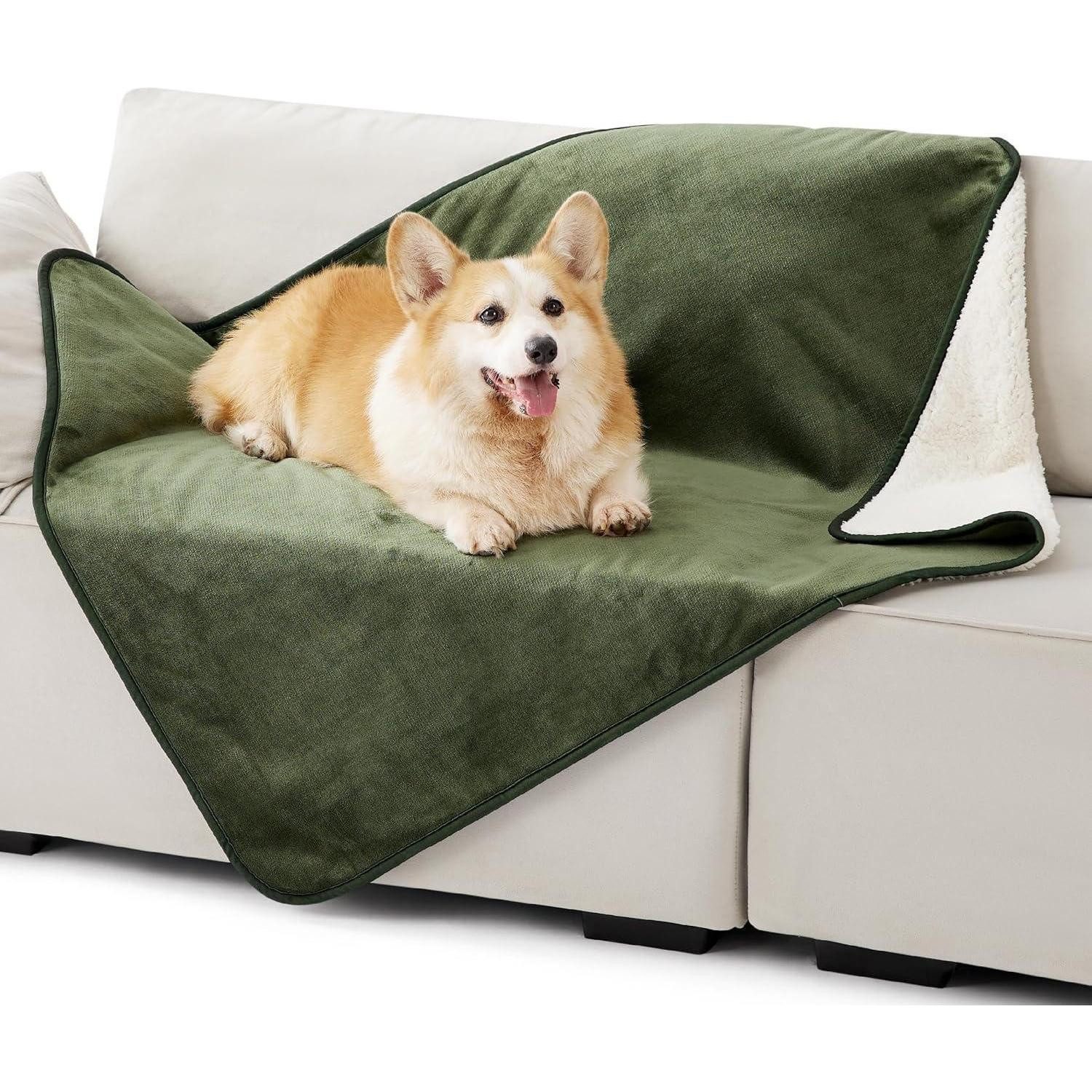 LuxusKollektion Tierdecke Hundedecke Sherpa Fleece Olivgrün L 100x120