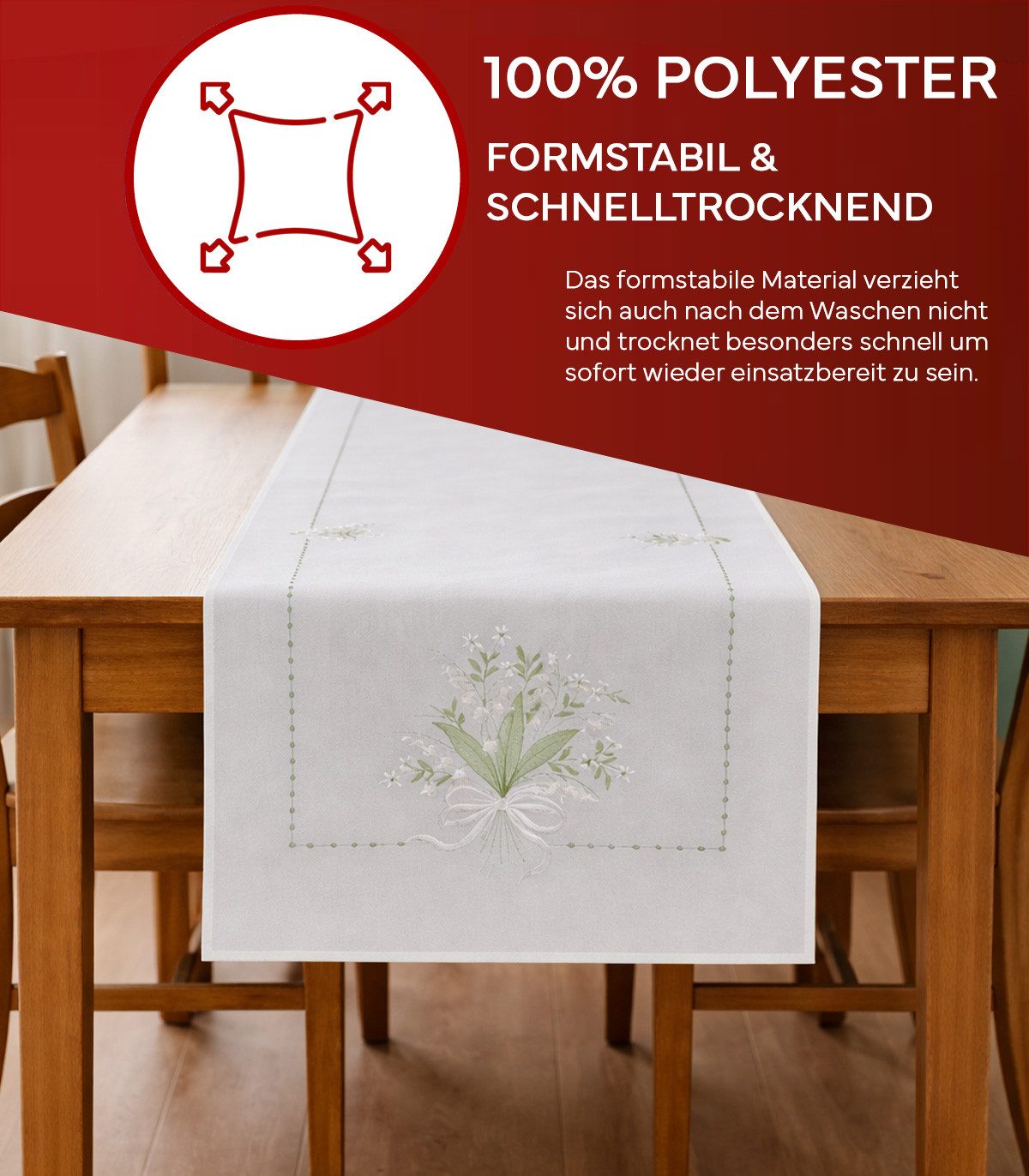 texpot Tischdecke Tischläufer Stickerei Maiglöckchen Frühling Deko (1-tlg) günstig online kaufen