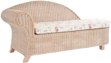 Krines Home Recamiere Rattan Recamiere Elegance Rattanliege Chaiselongue Links mit Polster