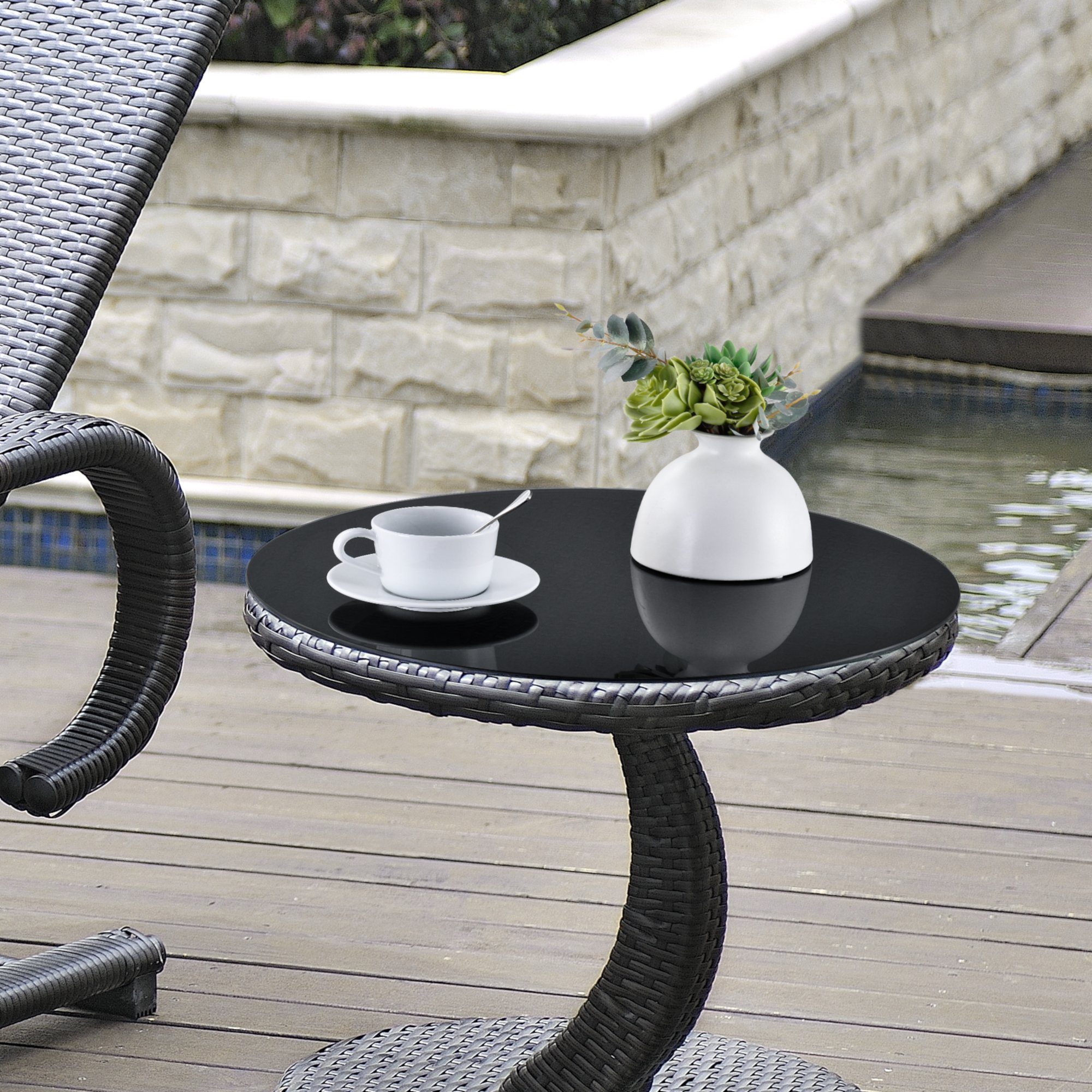 neu.haus Tischplatte, »Glasgow« Glasplatte ESG Sicherheitsglas 6mm Ø 80 cm rund Schwarz