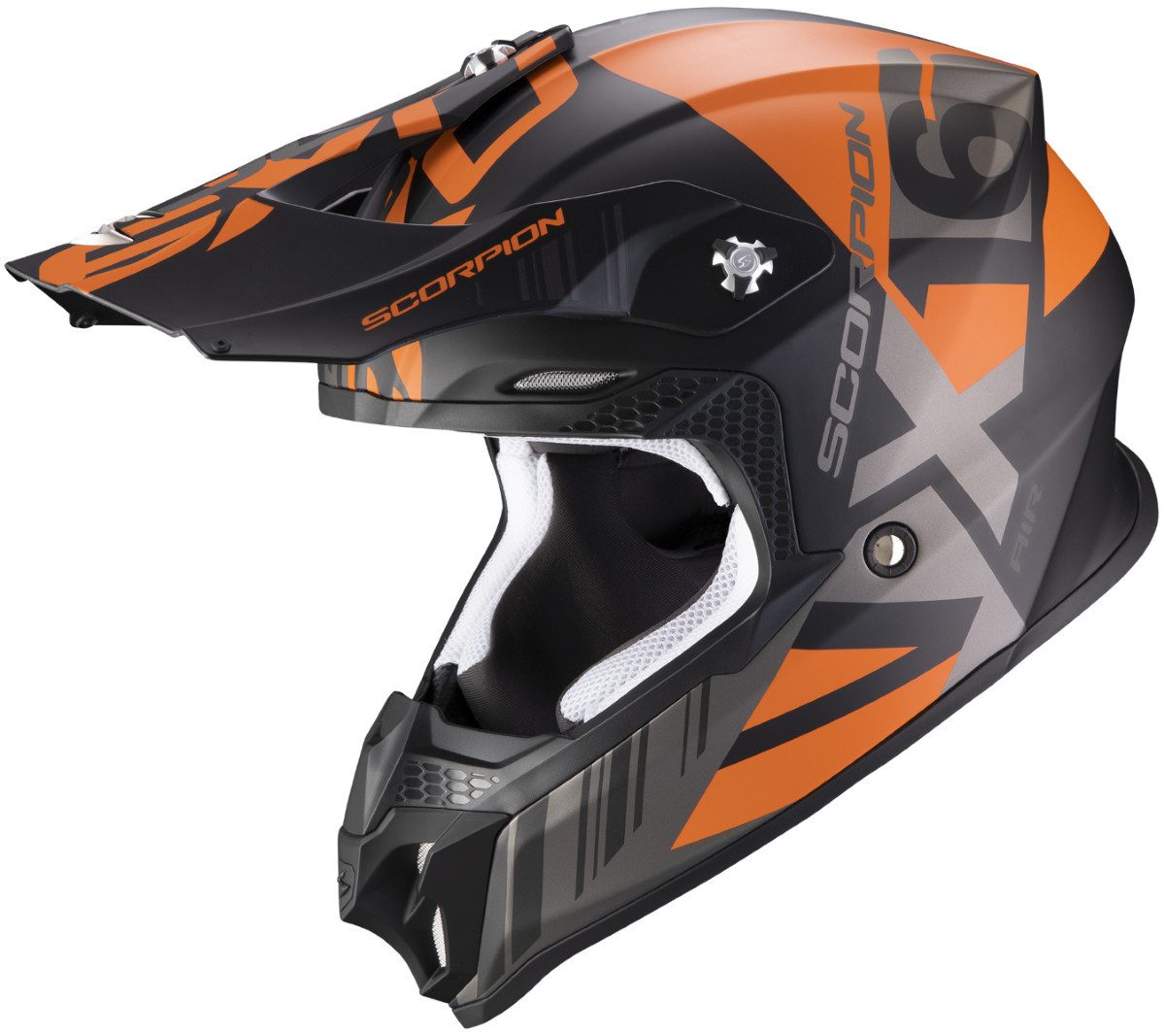 Motorradhelm Scorpion VX-16 Air Mach Crosshelm Matt Schwarz / Orange