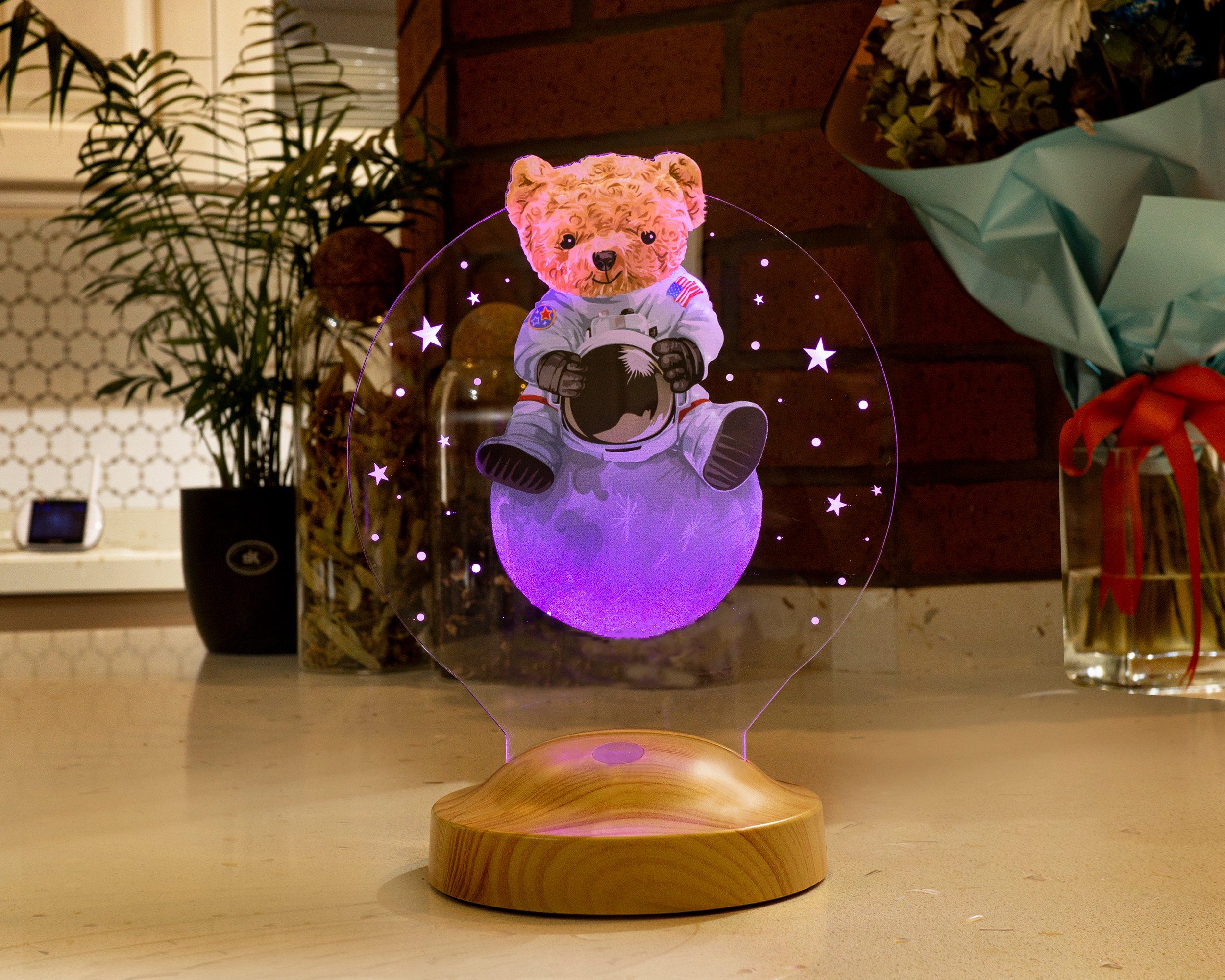 Farben Geschenke Nachttischlampe Teddybär Teddybaer Druck 3D Babys, UV Geschenkelampe fest Geburtstagsgeschenk, integriert, Leuchte Geschenk für Licht 7 Kinder