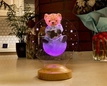 Geschenkelampe Nachttischlampe Teddybär Geschenke Teddybaer 3D Licht UV Druck Geburtstagsgeschenk, Leuchte 7 Farben fest integriert, Geschenk für Kinder, Babys, Mädchen, Jungen