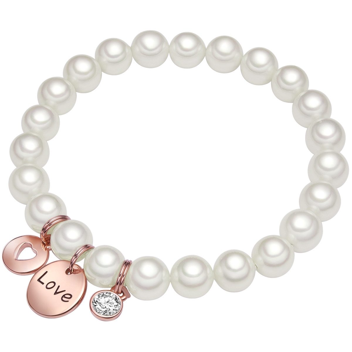 Lulu & Jane Perlenarmband Love weiß, mit Glas