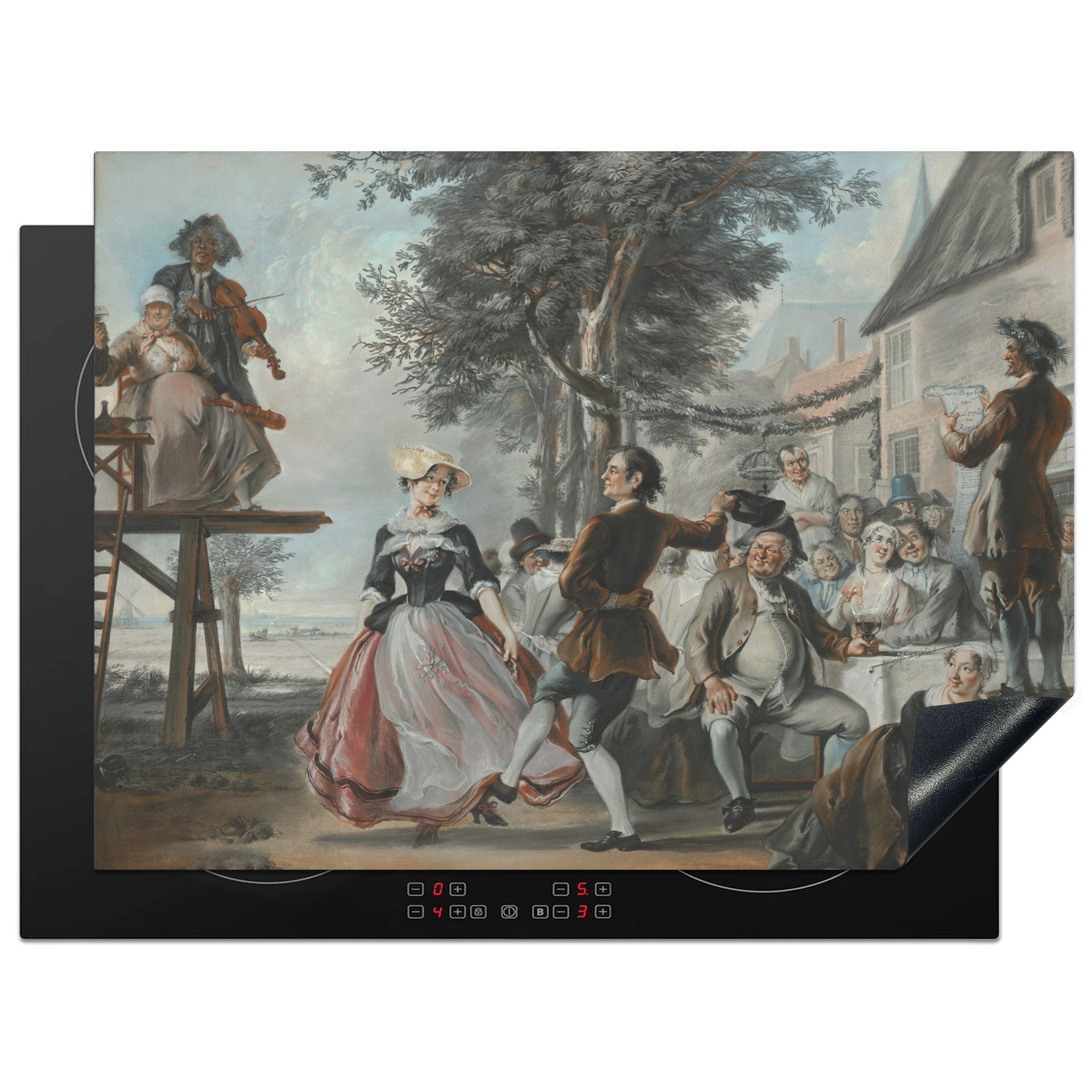 MuchoWow Herdblende-/Abdeckplatte Die Hochzeit von Kloris und Roosje - Gemälde von Cornelis Troost, Vinyl, (1 tlg), 71x52 cm, Induktionskochfeld Schutz für die küche, Ceranfeldabdeckung