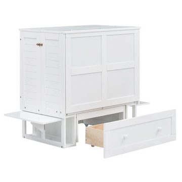 HAUSS SPLOE Schrankbett 90 x 200cm mit Schubladen am Bettende und kleinem Regal, Weiß