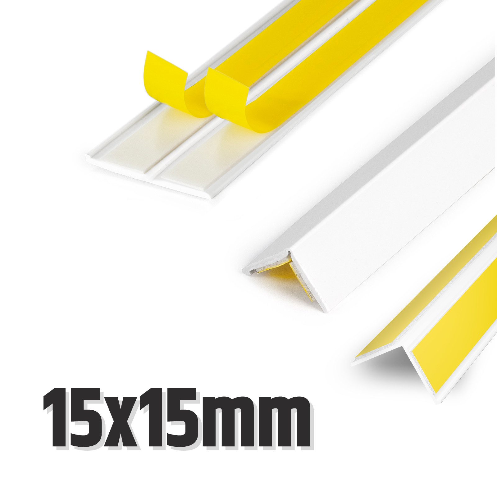 DQ-PP Sockelleiste DQ-PP WINKELLEISTE, 5m, Fensterleisten, Eckleiste, selbstklebend, Knickwinkel, 15x15mm, 25x25mm, 35x35mm, Stärke: 1,5mm, Weiss