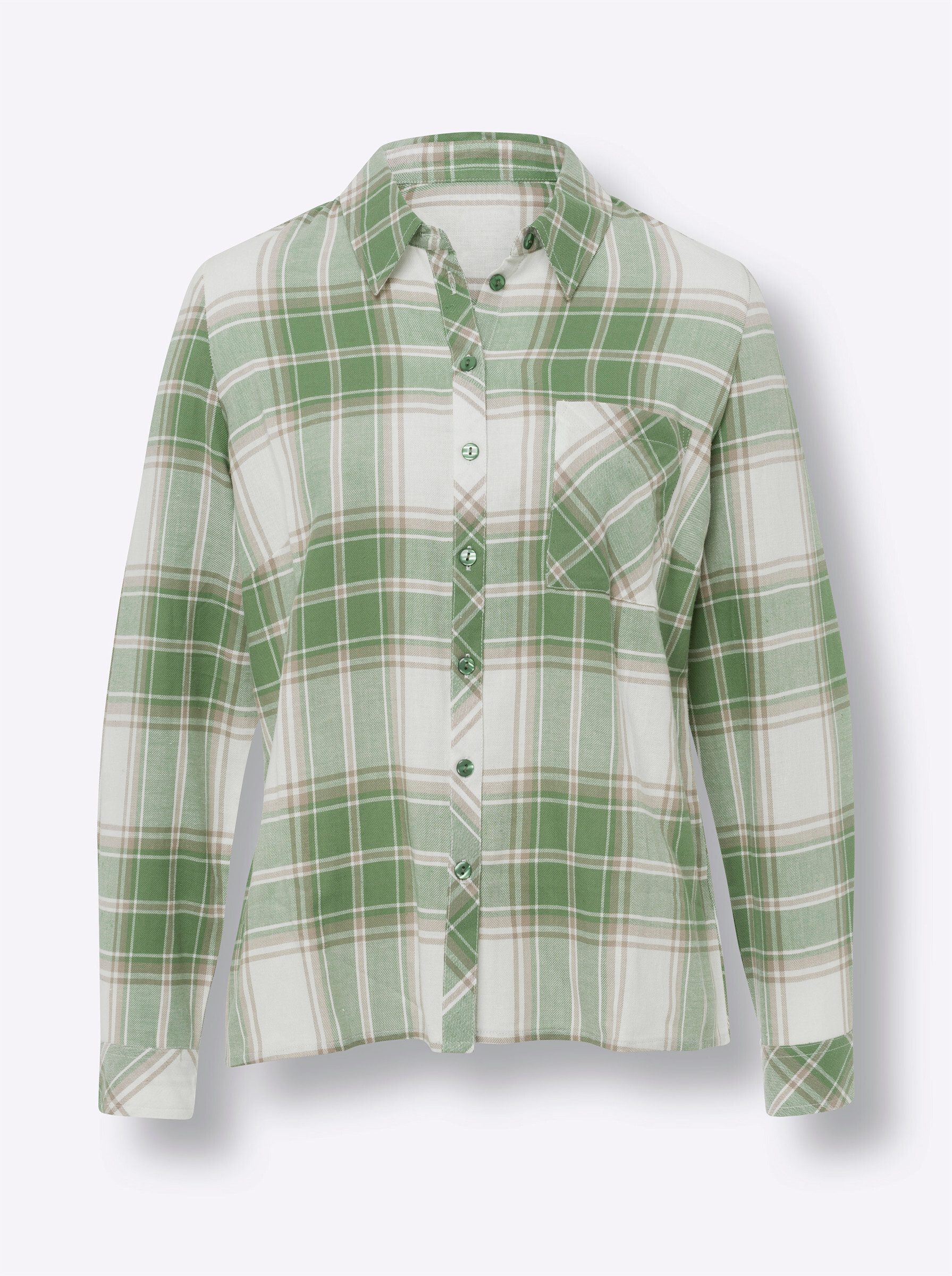 Sieh an! Klassische Bluse Flanell-Bluse Langarm