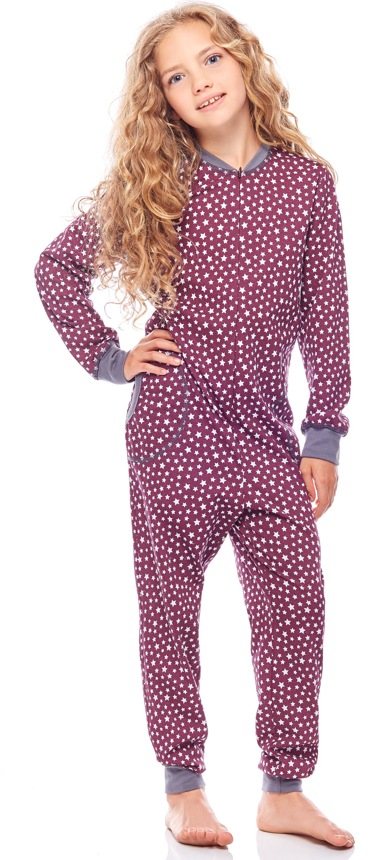 Jumpsuit Merry Style Schlafanzug Sterne Dunkelmelange MS10-186 Wein Schlafanzug Mädchen
