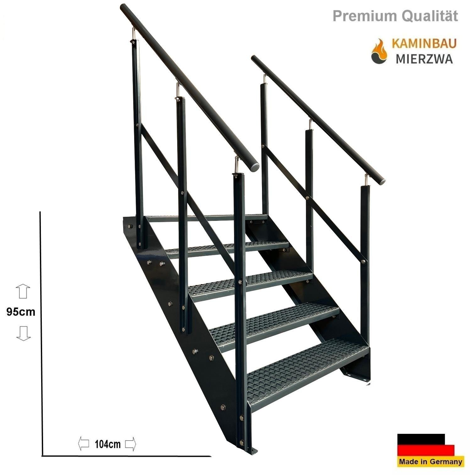 Kaminbau Mierzwa Außentreppe Premium Treppe Anthrazit günstig online kaufen