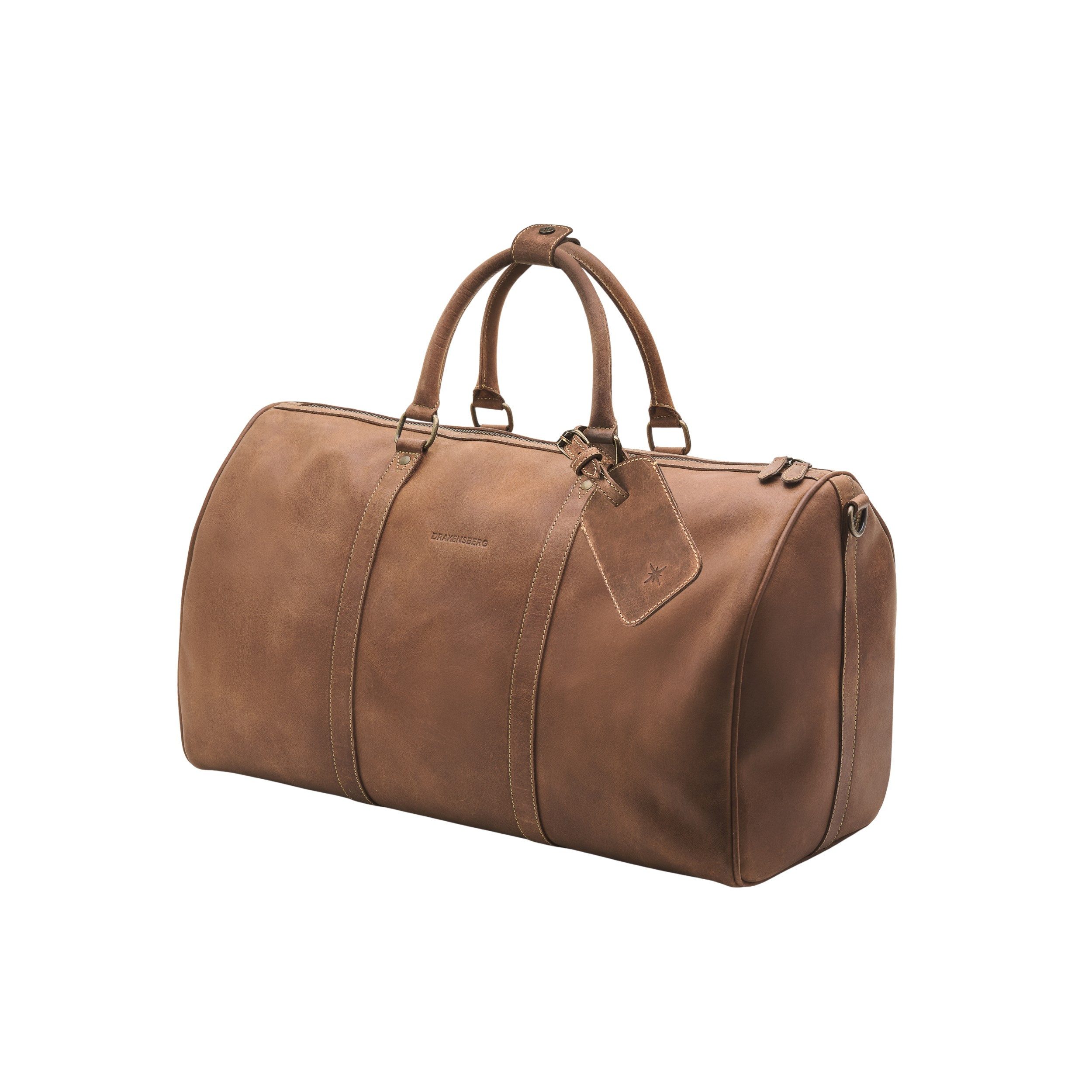 DRAKENSBERG Reisetasche Weekender »James« (50) Havanna-Braun, aus Premium Leder für Damen und Herren, elegant und modern
