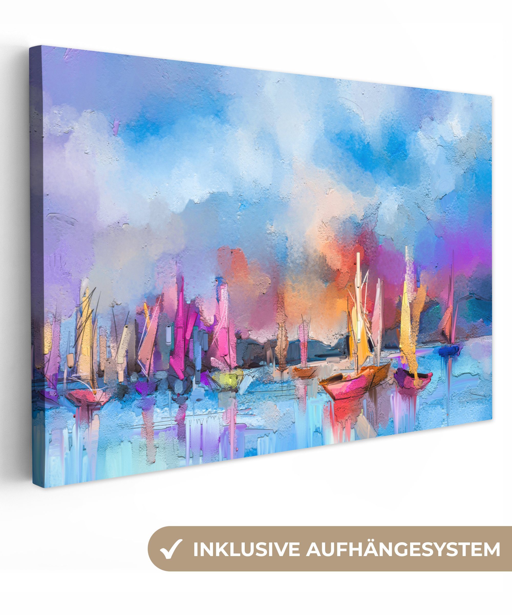 OneMillionCanvasses® Leinwandbild Malerei - Boote - günstig online kaufen