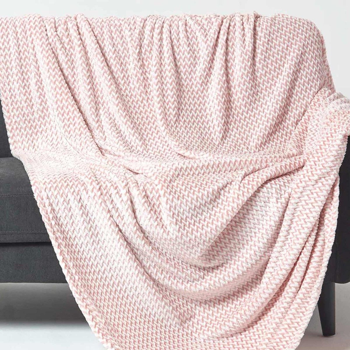 Plaid Samt-Jacquard-Decke Mora – Tagesdecke rosa, 130 x 160 cm, Homescapes