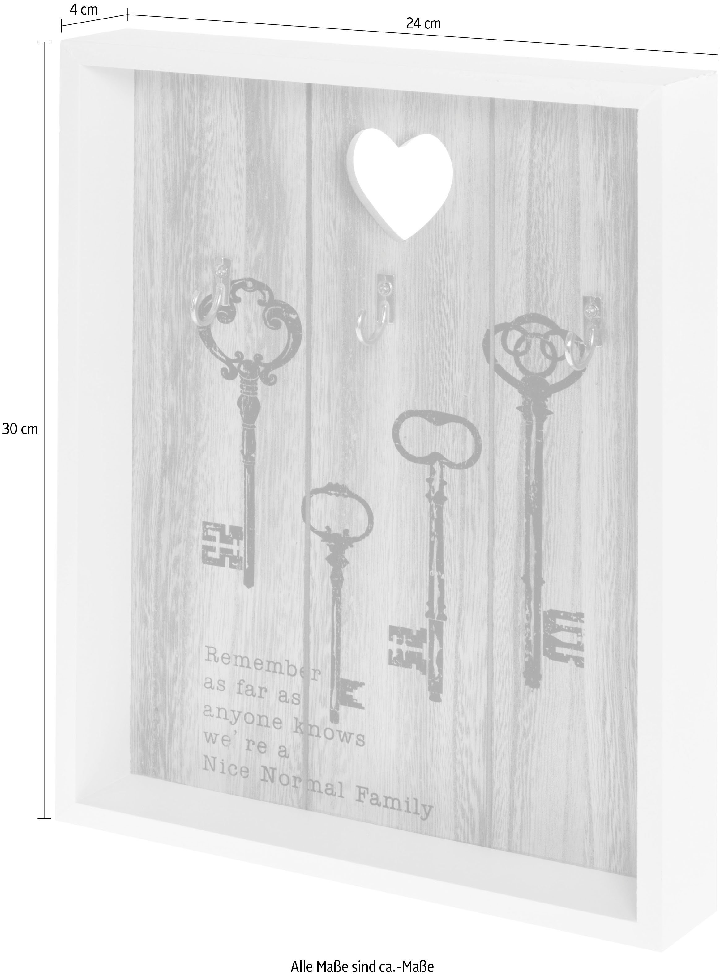 Myflair Möbel & Accessoires Schlüsselkasten Saltrass, weiß, Schlüsselbrett, mit 3 Haken & Schriftzug – Bild 5 von 5