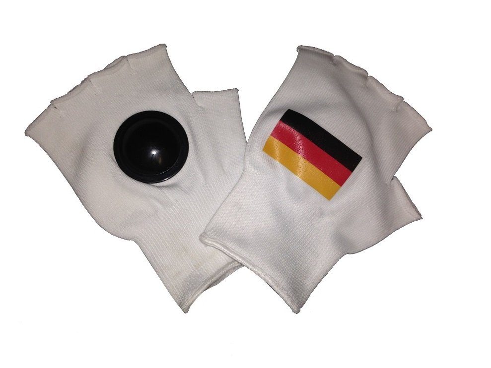 trends4cents Trikot-Handschuhe Clip-Clappers Klatsch m. Handfläche Hartplastik-Halbkugeln in eingenähte Uni Gr. der Deutschland Handschuhe Fahne