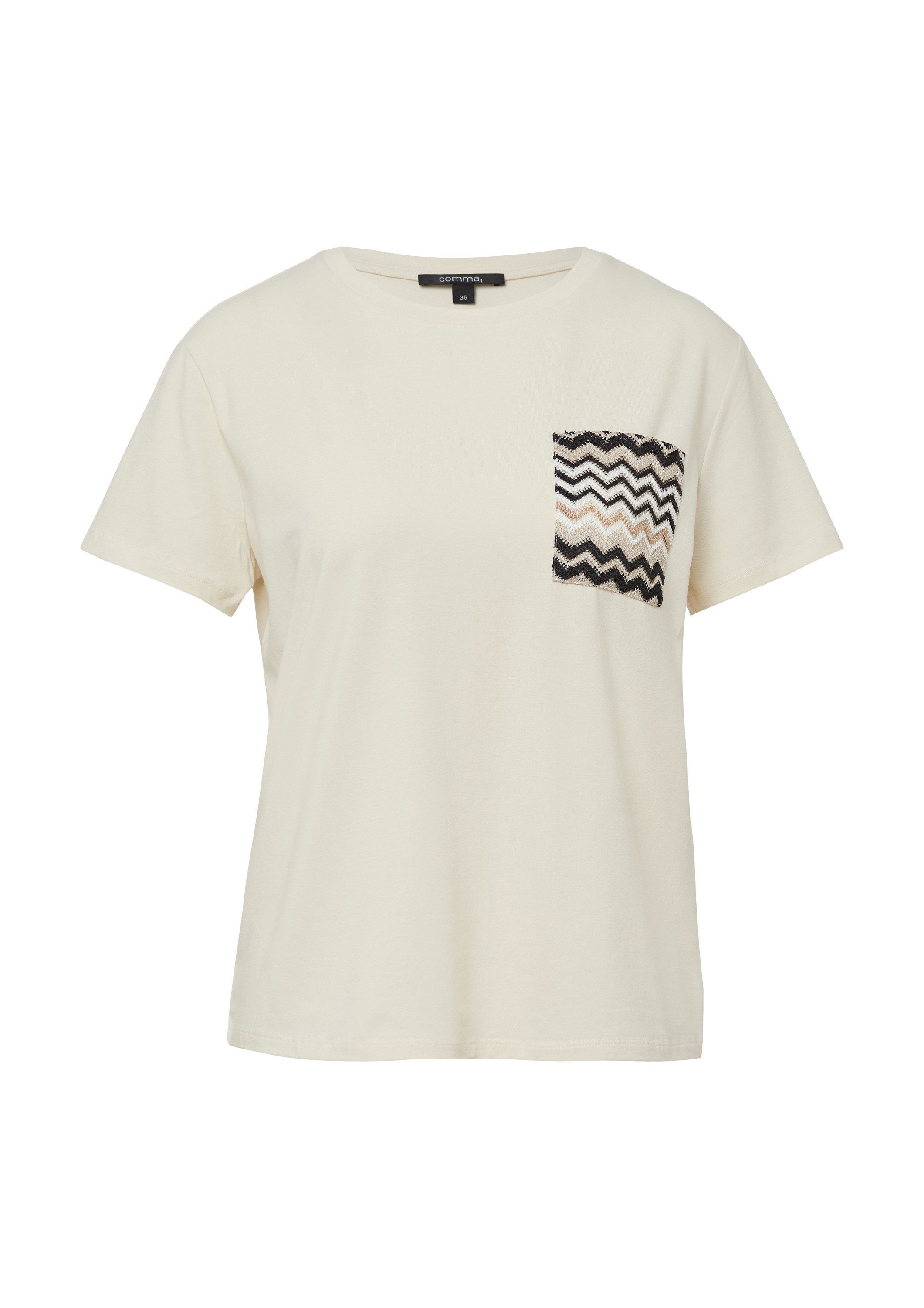 comma Kurzarmshirt T-Shirt Jersey-T-Shirt mit Brusttasche