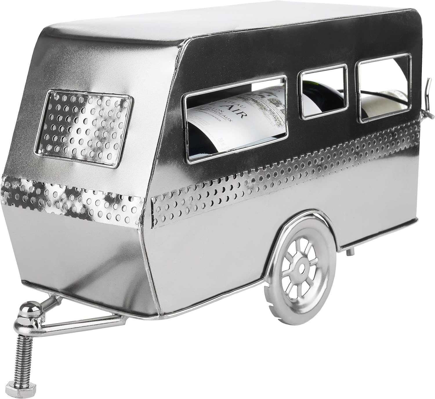 BRUBAKER Weinflaschenhalter Wohnwagen - Metall Flaschenhalter Camping - Wein Geschenk für Camper, (1-St., inklusive Grußkarte), Flaschenständer Dekoration