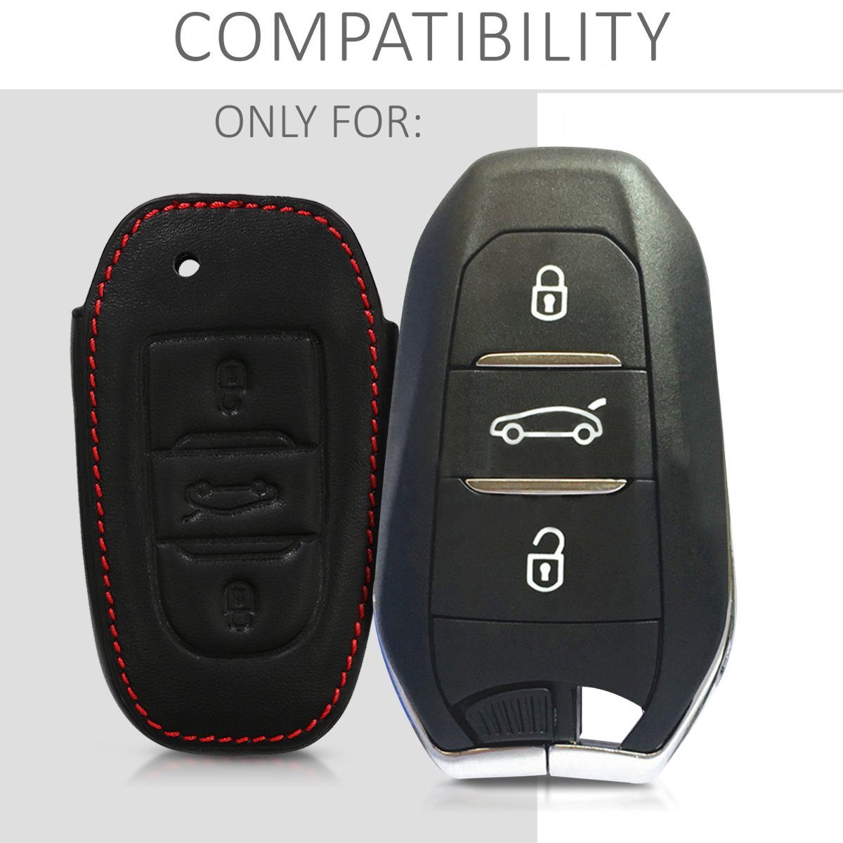 kwmobile für Cover Peugeot Citroen, Hülle Kunstleder Schlüsseltasche Schutzhülle Autoschlüssel Schlüsselhülle