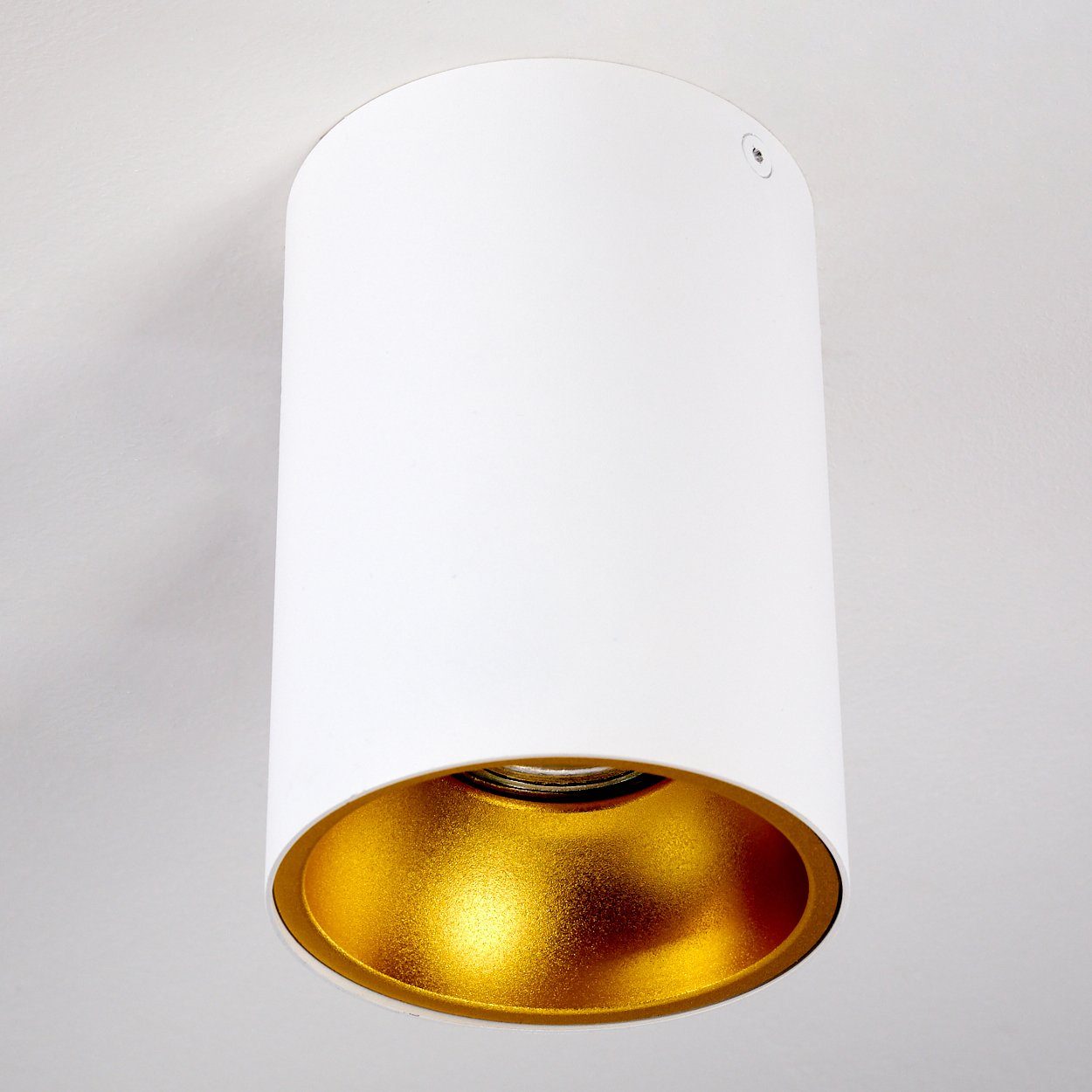 50 Metall hofstein Aufbauleuchte moderne Deckenlampe ohne 1xG10, max. Deckenleuchte Watt, Leuchtspot, aus Leuchtmittel, in Weiß/Gold, »Calcio«