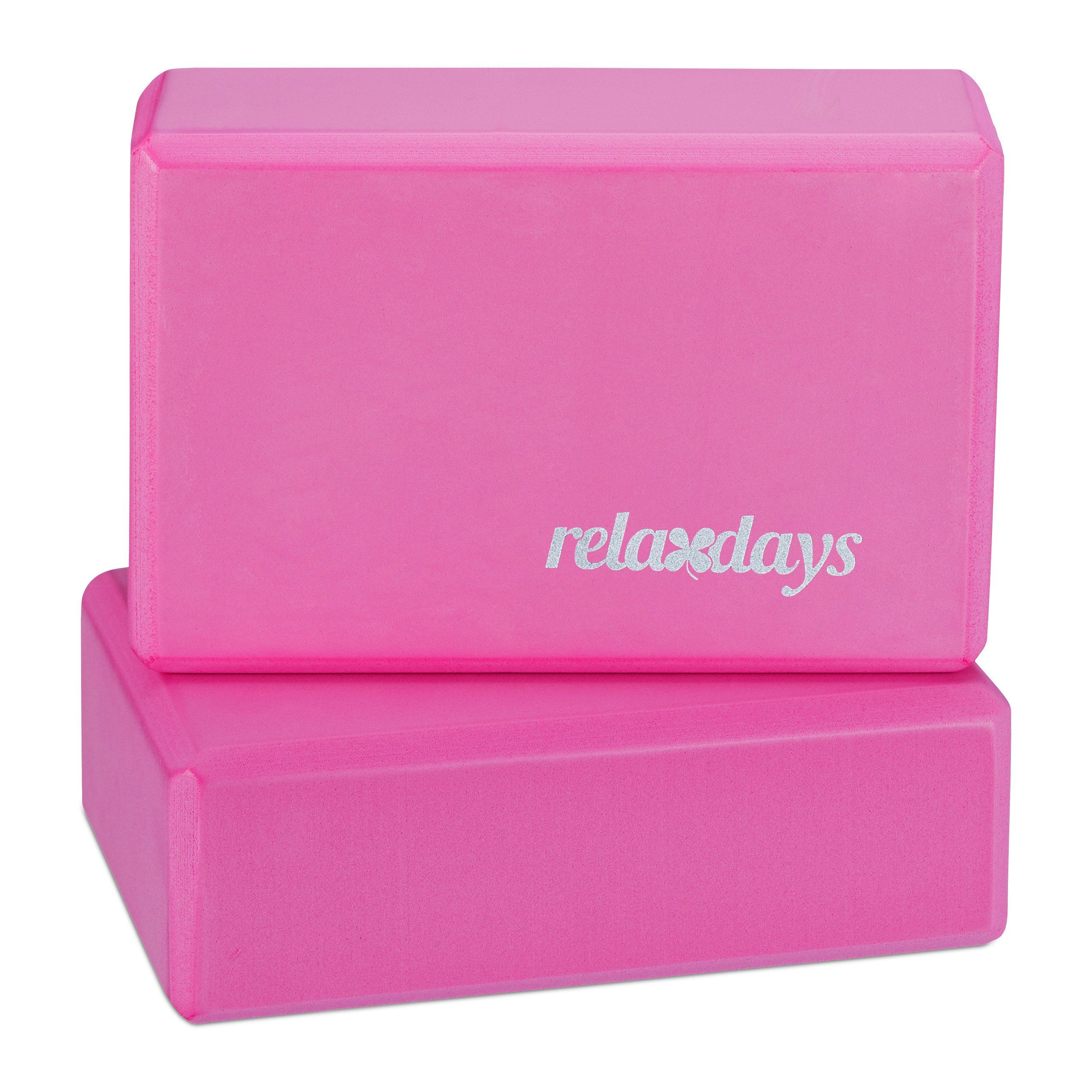 relaxdays Yogablock im 2er Set, Pink