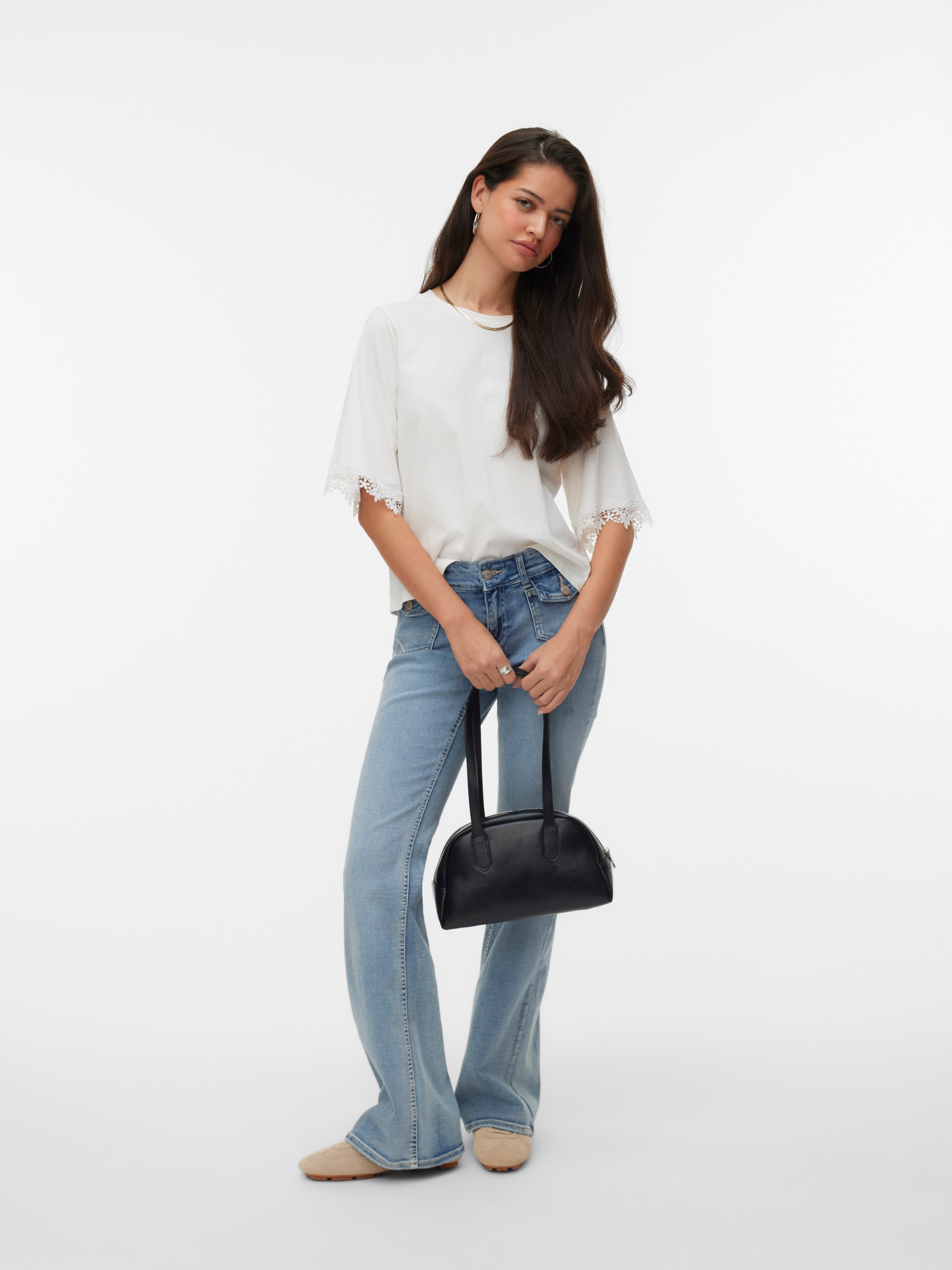 Vero Moda Rundhalsshirt VMLYLA SS O-NECK TOP JRS Baumwolle, regular fit