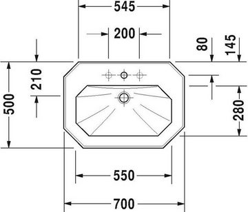 Duravit Einbauwaschbecken Duravit Waschtisch 1930 m ÜL HLB 1 HL 70