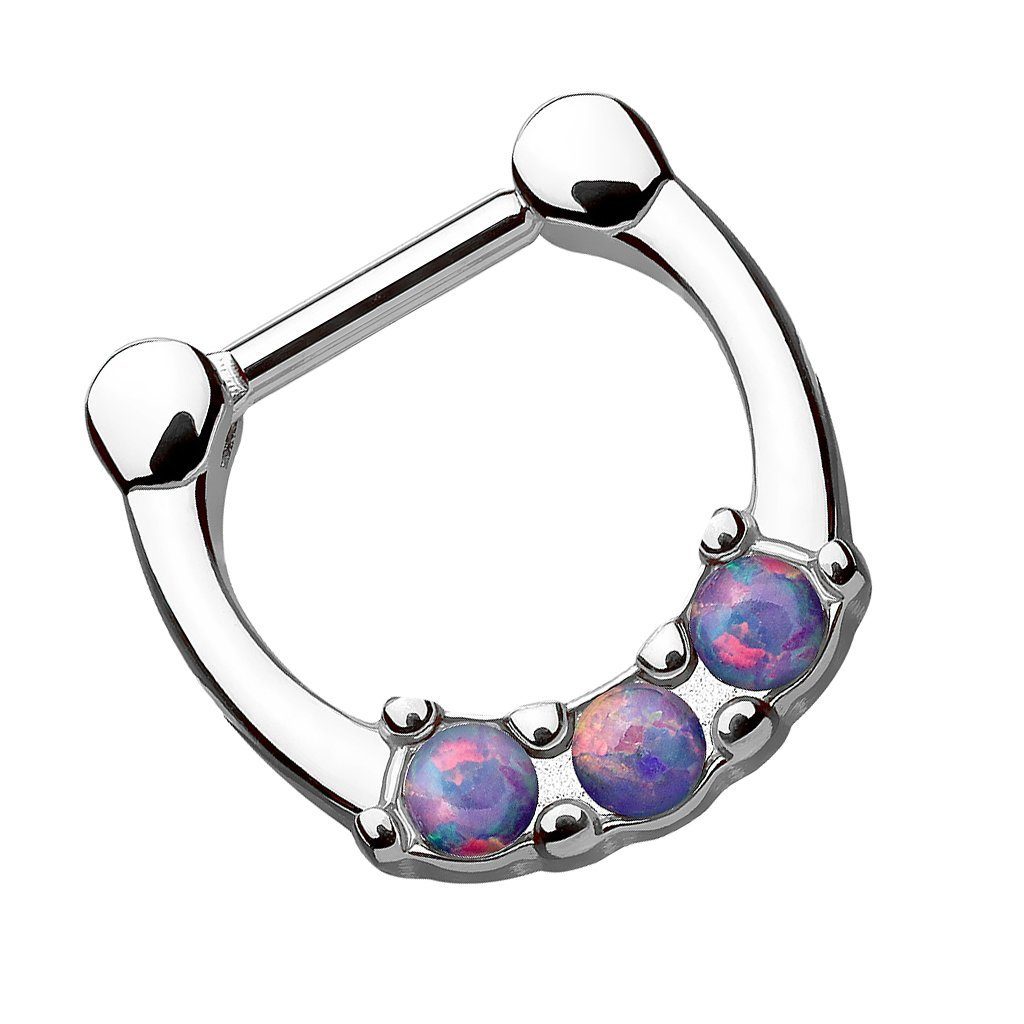 Nasenpiercing Piercing Septum Scharnier mit 3 Opal Steinen
