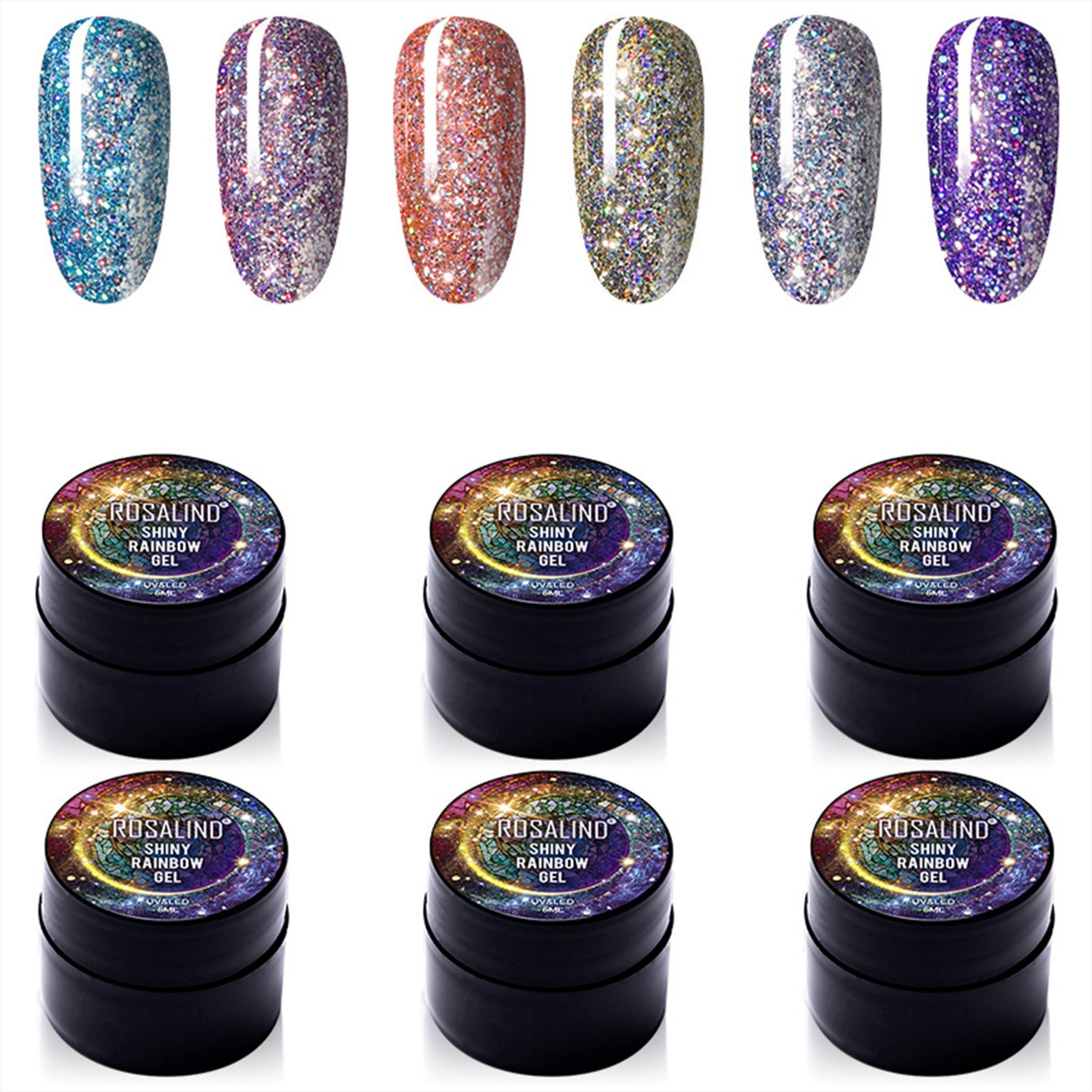 KINSI Nagellack-Set Gel-Nagellack Set mit Glitzer & Diamant-Effect - 6 Farb günstig online kaufen