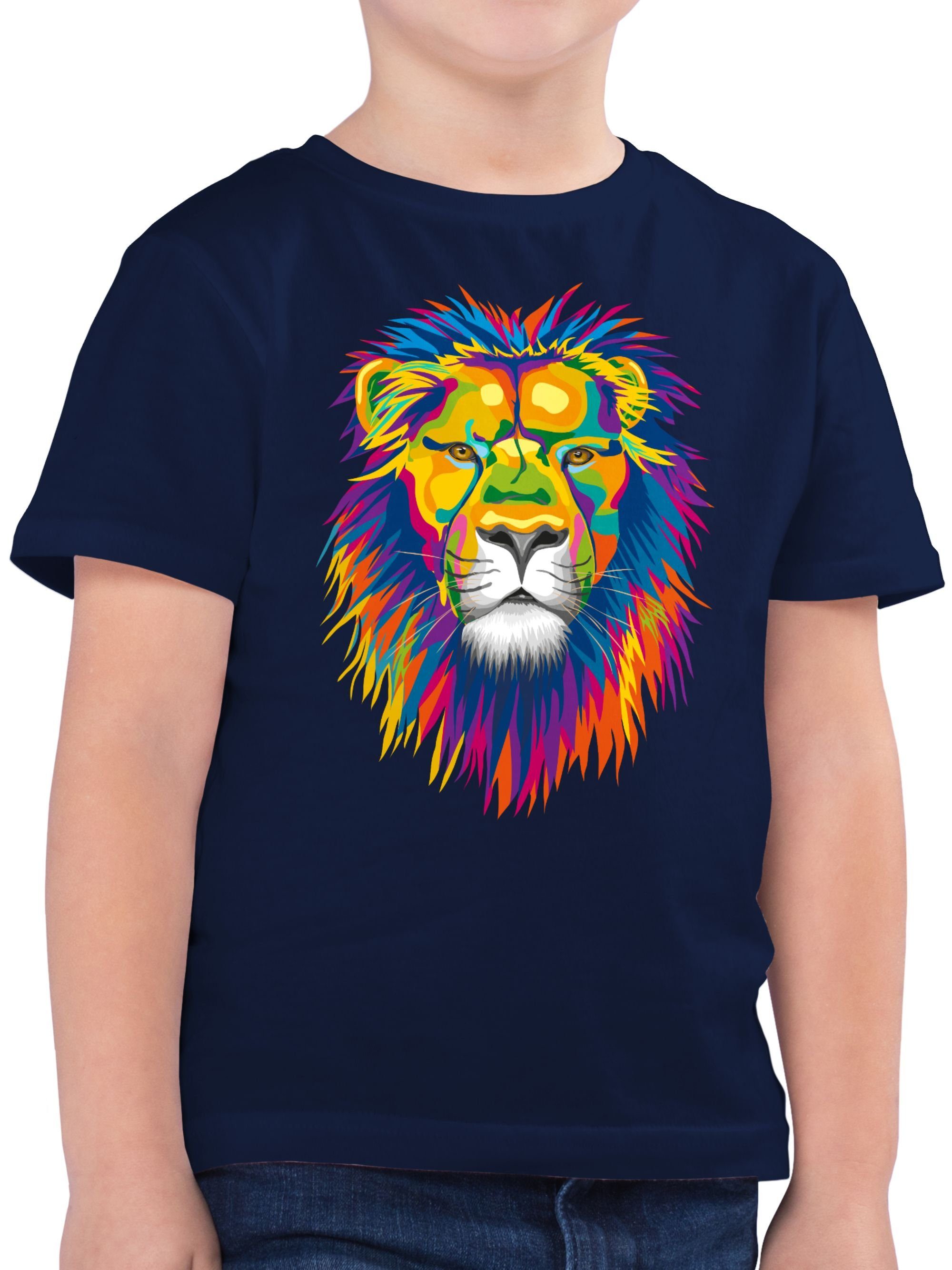 Shirtracer T-Shirt Löwe - bunt - Tiermotiv Animal Print - Jungen Kinder T- Shirt bunt tshirt jungen - löwe
