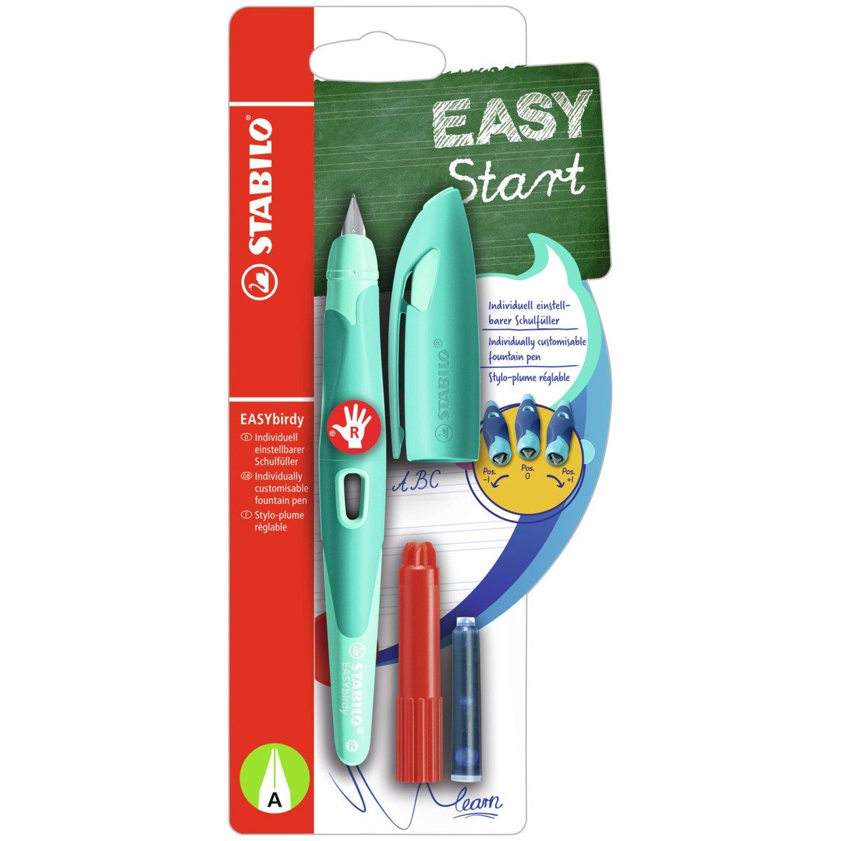 STABILO Füller STABILO Schulfüller EASYbirdy A RH aquagrün/mint inkl. Patrone Blister