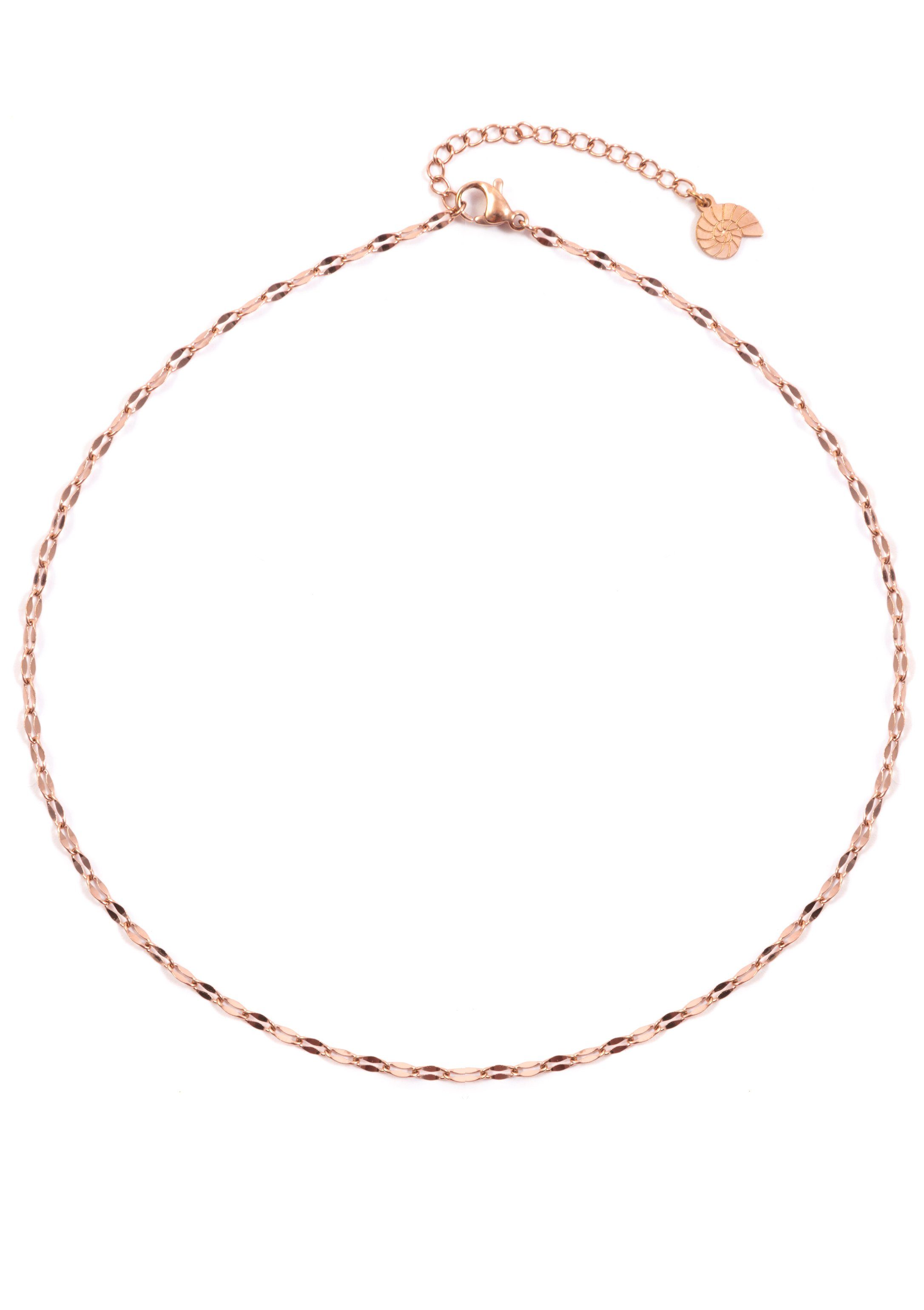 Hey Happiness Choker Rolo Edelstahl Halskette ohne Anhänger kurz, Halsband 18K Gold Roségold, Damen Kette Choker, delikat, wasserfest