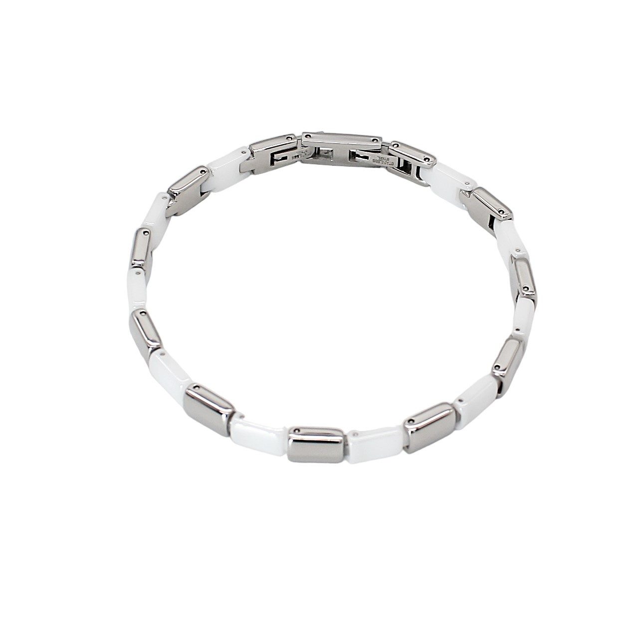 Gliederarmband Edelstahl- Keramikarmband Handgelenkkette Damenarmband Weiß Silber