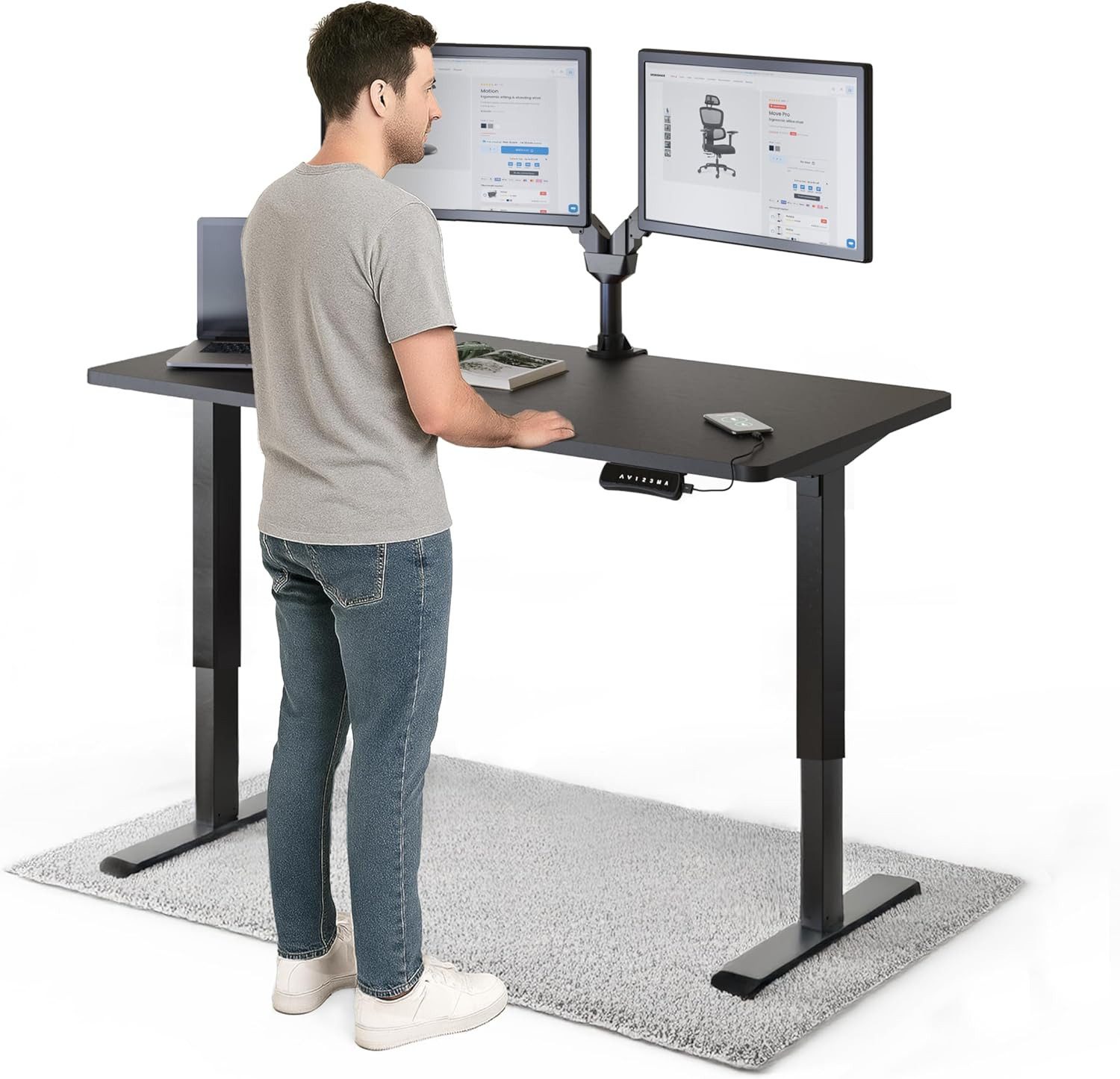 DESKSPACE Schreibtisch Pro Elektrisch höhenverstellbarer Schreibtisch - inklusive Tischplatte (Komplettset inkl. Tischplatte und Gestell), Ergonomischer Stehpult mit Memory Funktion & Kollisionsschutz