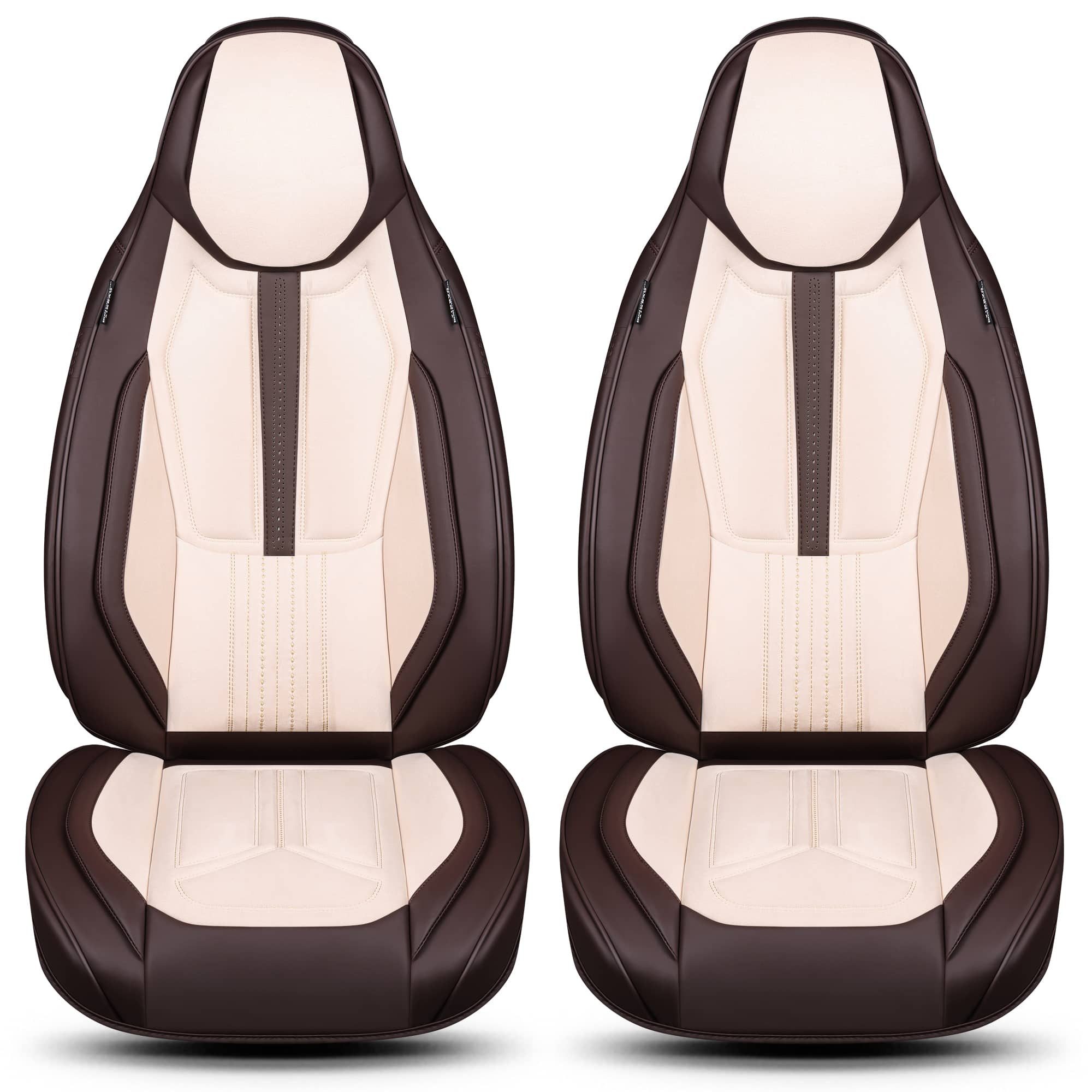 BREMER SITZBEZÜGE Autositzbezug für Seat Leon Bj ab 2020 DS8, Set, 2-tlg., Schonbezüge Sitzbezüge Fahrer und Beifahrer, in Braun/Beige