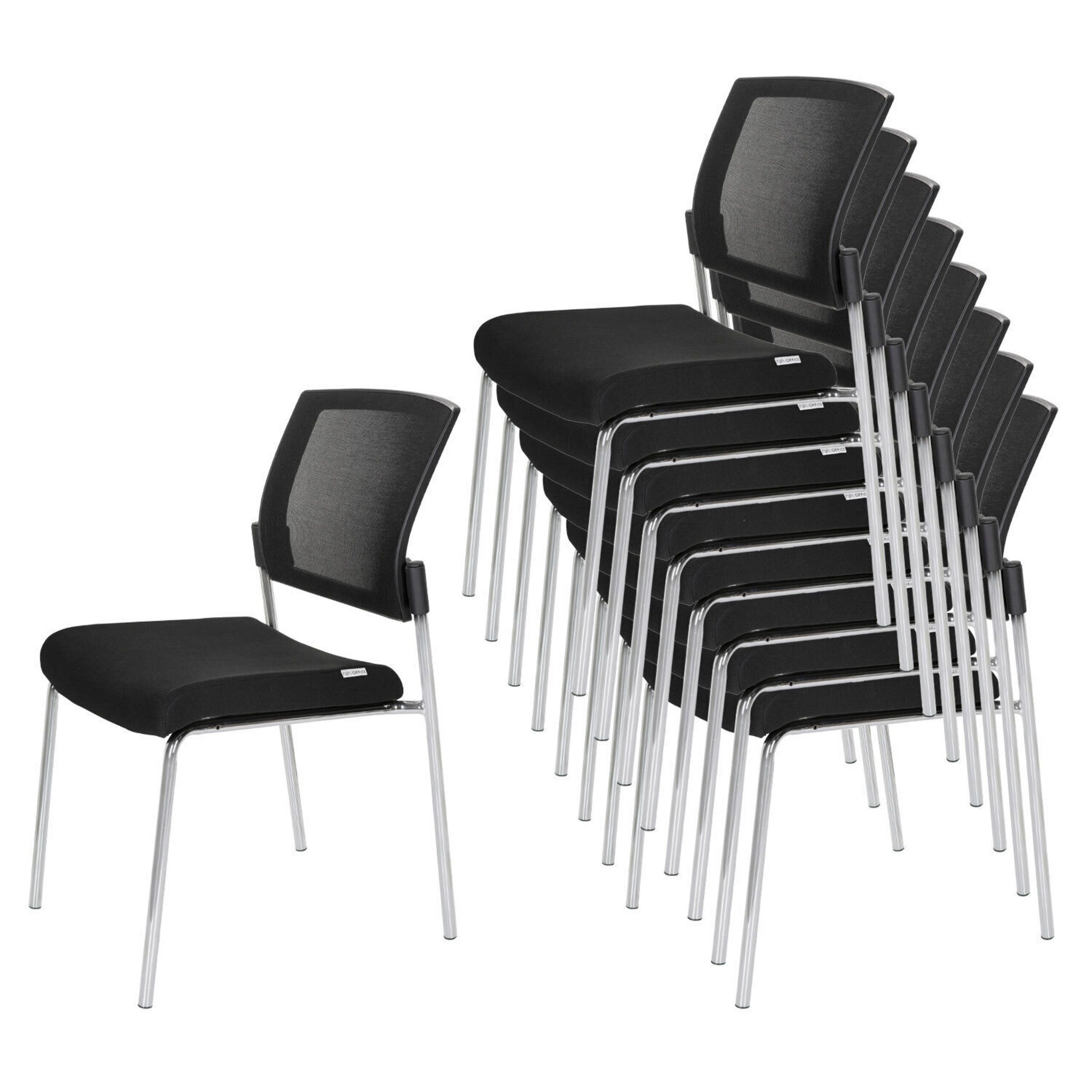 hjh OFFICE 4-Fußstuhl K9 V Stuhl Stoff / Netzstoff 1 St., Besucherstuhl mit Netzrücken, stapelbar, Stuhl bis 180 kg belastbar