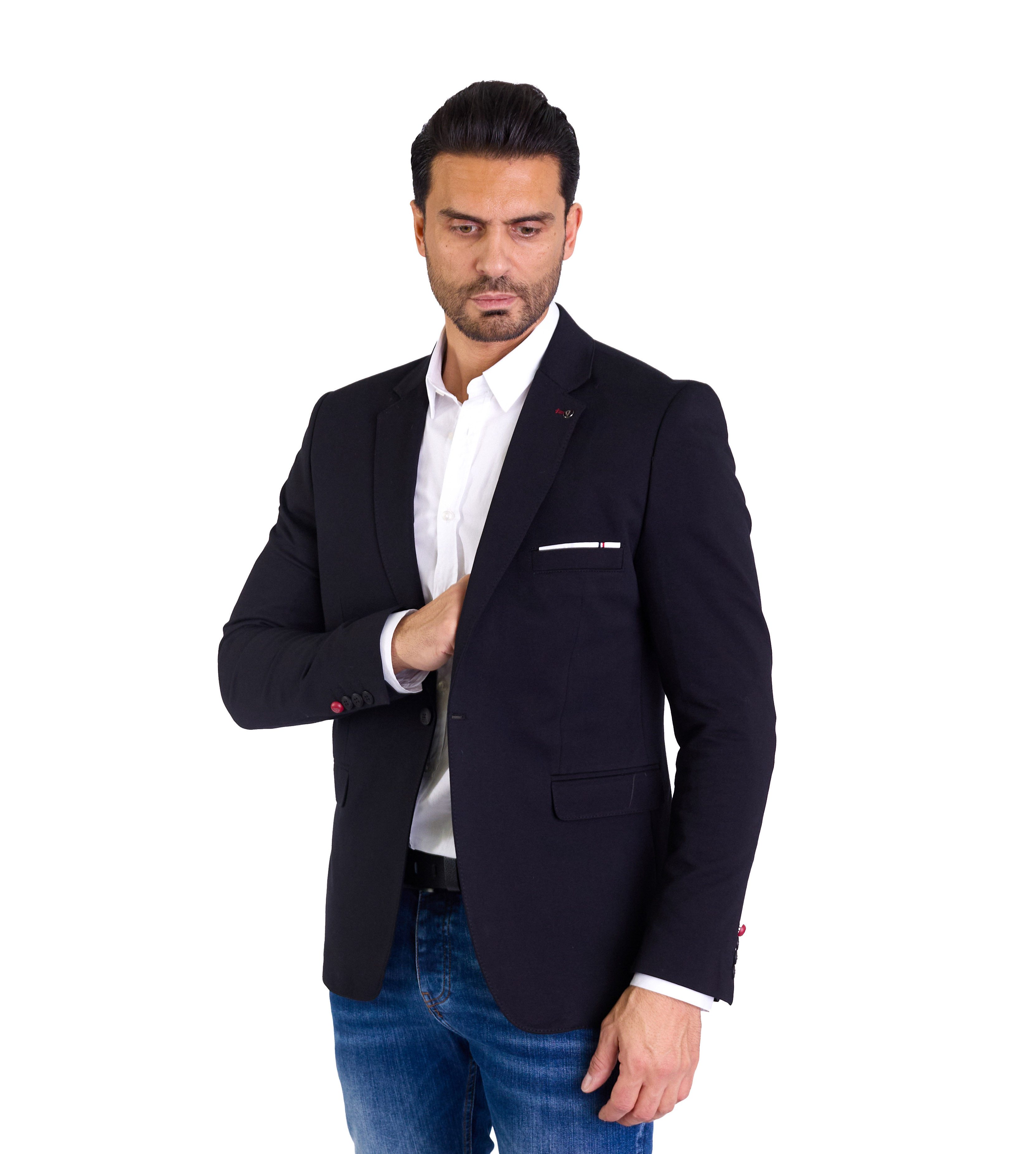 Denim Distriqt Jerseysakko Sportliches Herren Slim Fit Jersey Sakko Schwarz günstig online kaufen