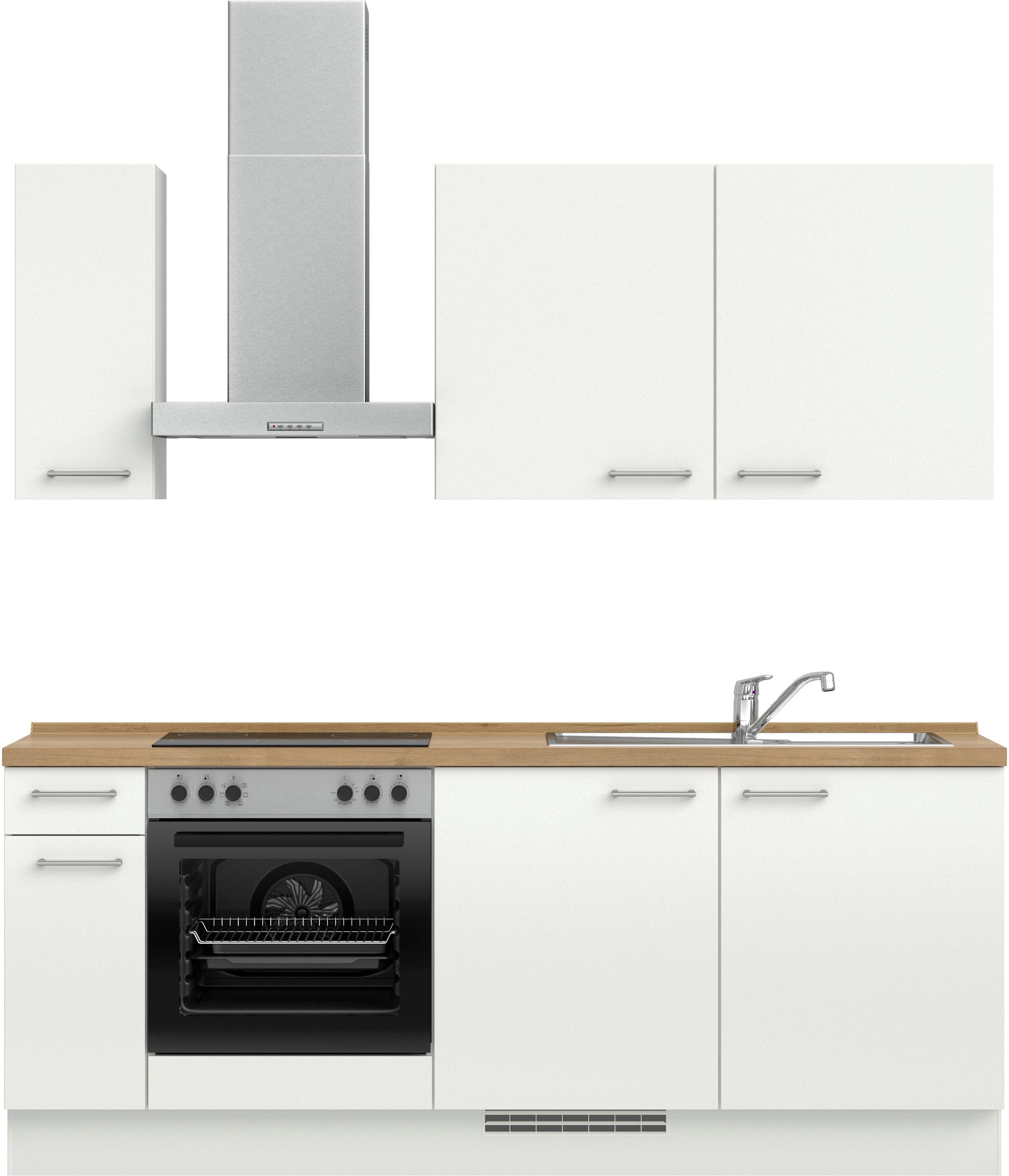 nobilia® Küchenzeile "Laser I", NEU: individuell anpassbar mit gratis Profi-Beratung, vormontiert, 210 cm breit, optional mit verschiedenen E‑Geräte-Sets