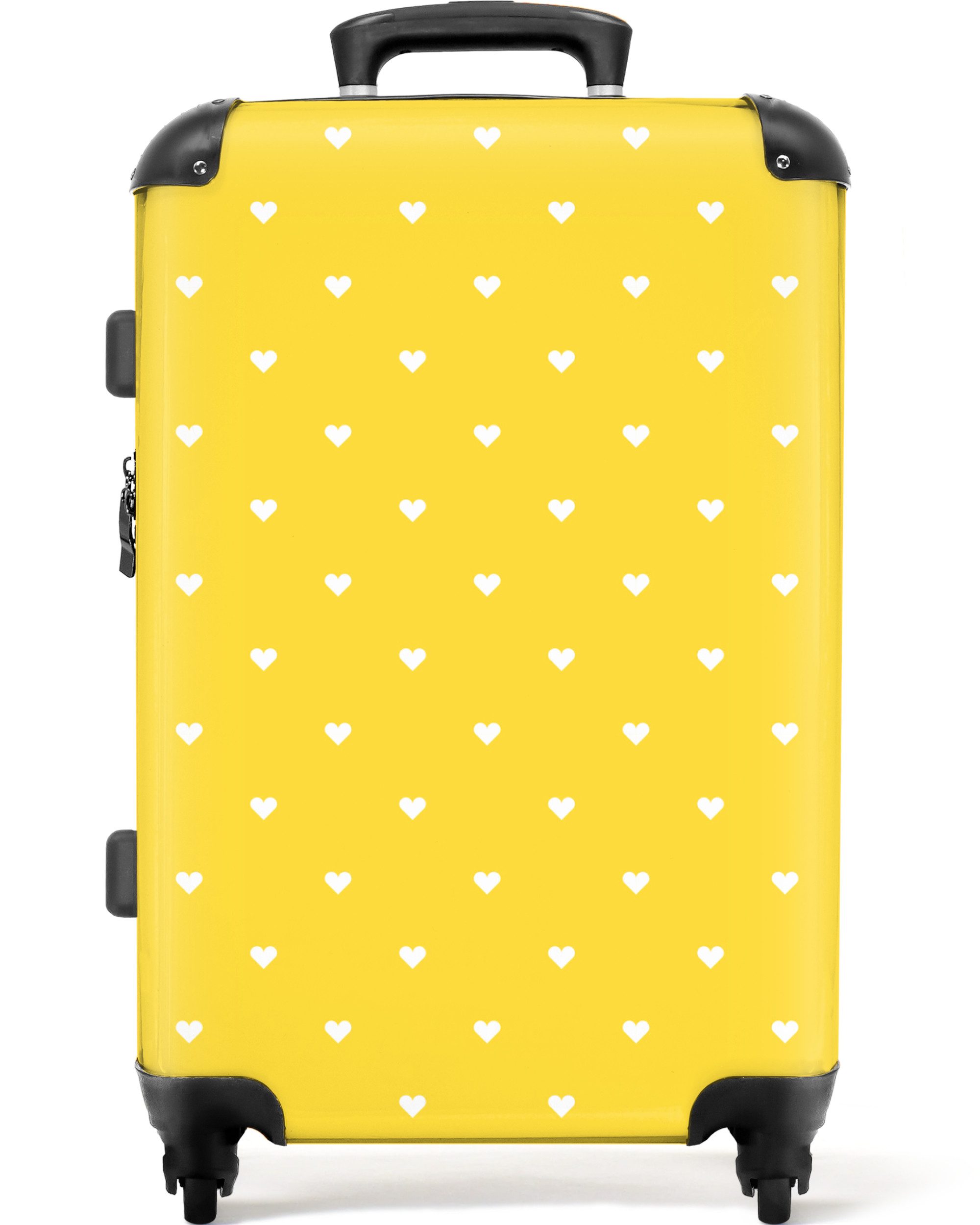 NoBoringSuitcases.com© Hartschalen-Trolley Herzen - Gelb - günstig online kaufen