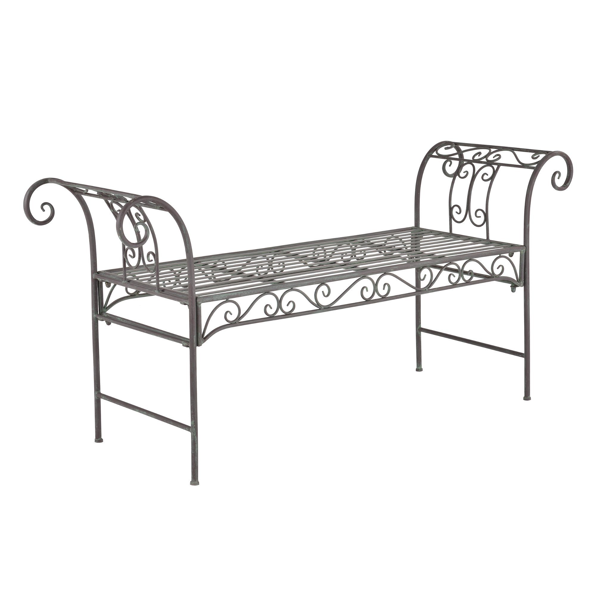 en.casa Gartenbank, »Cossila« Parkbank Sitzbank 70x147x46cm Metall Grün