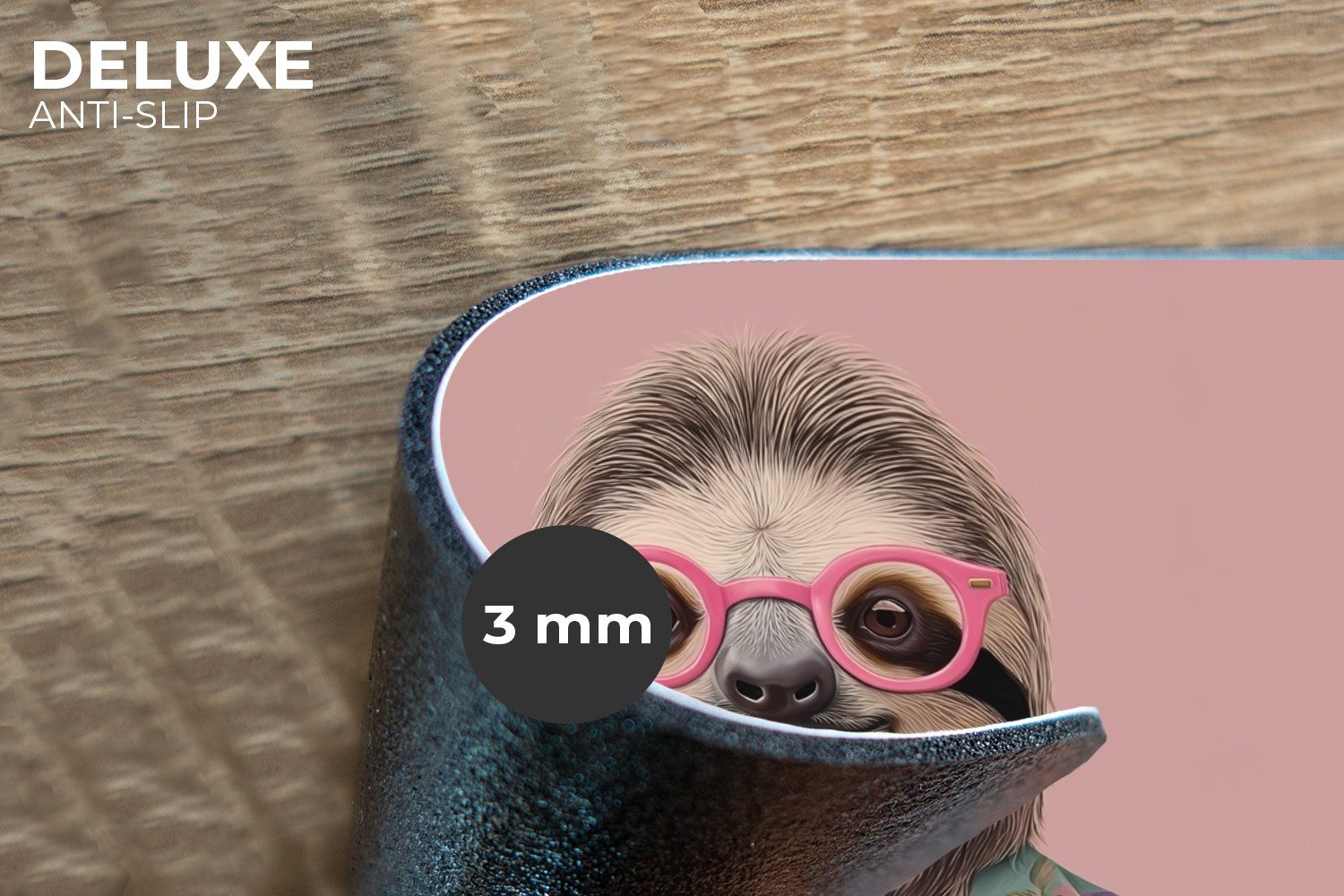 MuchoWow Platzset Faultier - Blumendruck - Brille - Rosa, (6-St), Platzsets günstig online kaufen