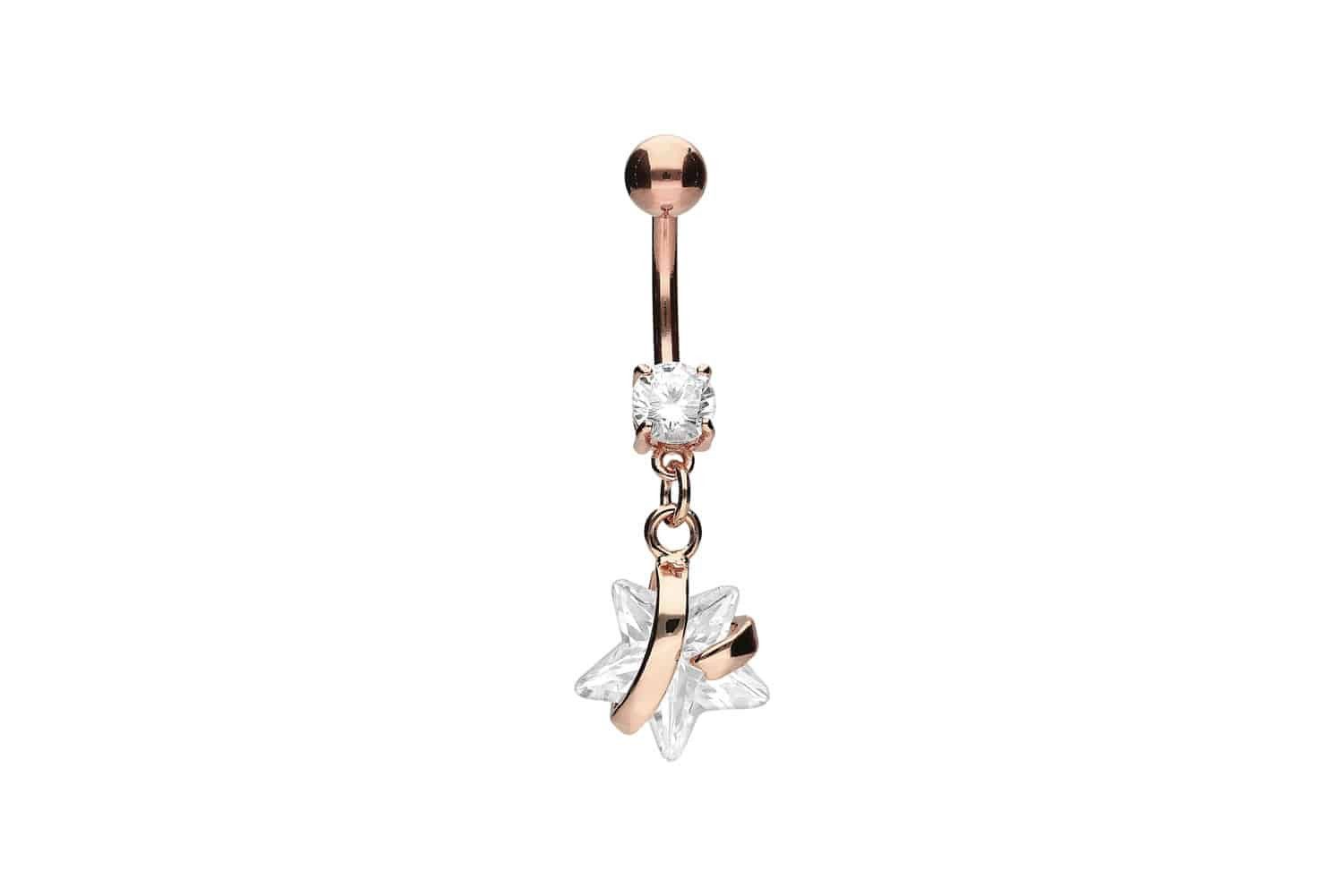 Bauchnabelpiercing Chirurgenstahl Bananabell mit Brass-Design KRISTALLSTERN