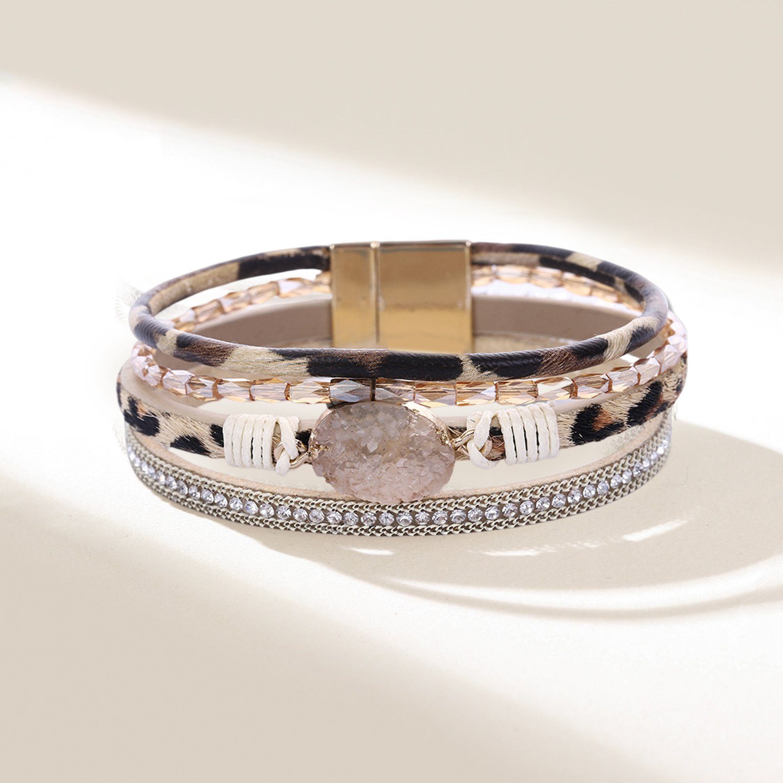 Armband, Boho-Manschettenarmbänder, Braun Kristallperlen-Armband Armband Rutaqian
