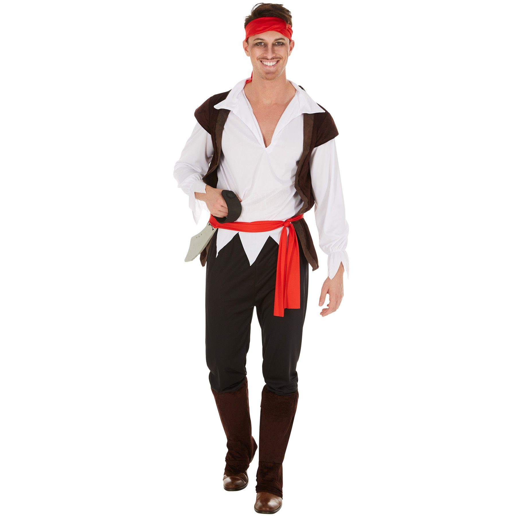 dressforfun Piraten-Kostüm Herrenkostüm Pirat Kapitän Ringelbart, Bequeme Jersey-Stretch-Hose mit Gummizug