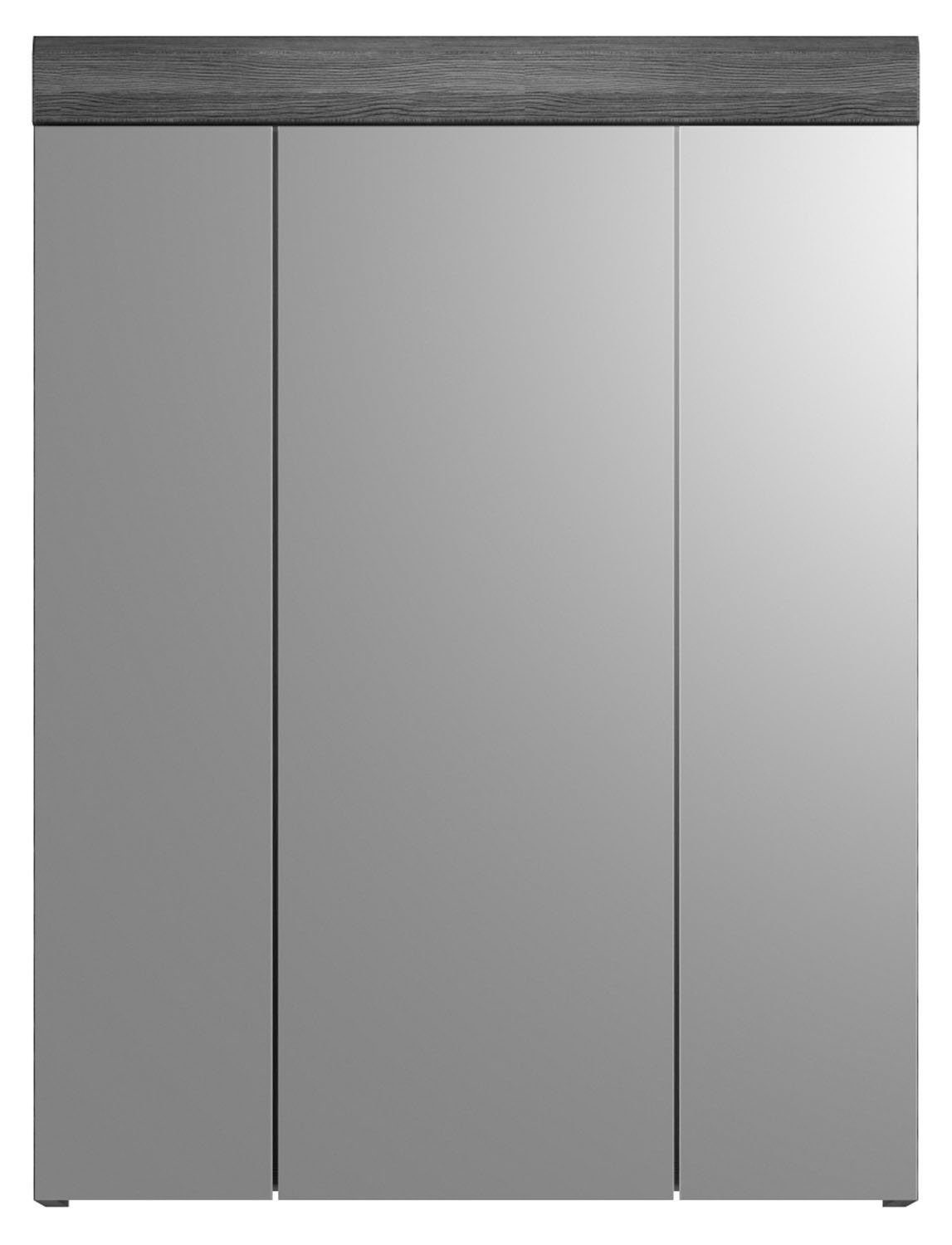 xonox.home Spiegelschrank SCOUT, B 60 x H 79 cm, Rauchsilber grau Dekor, mit 3 Spiegeltüren und 6 Einlegeböden